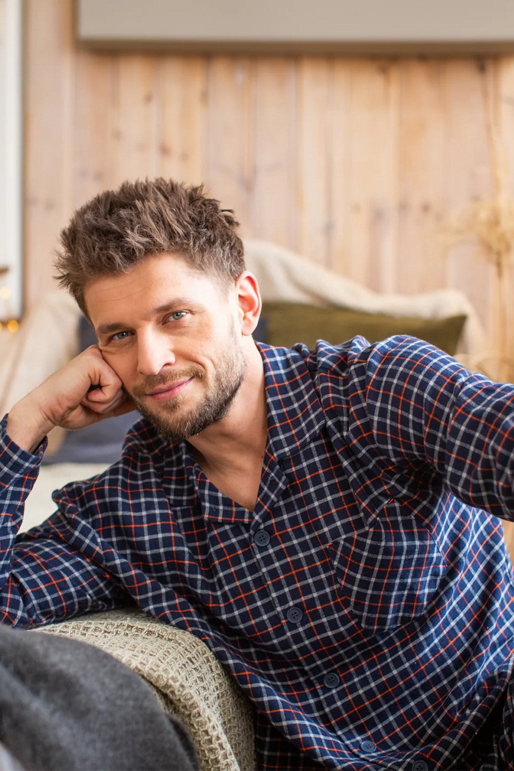 Мужская фланелевая пижама МNS 480 blue