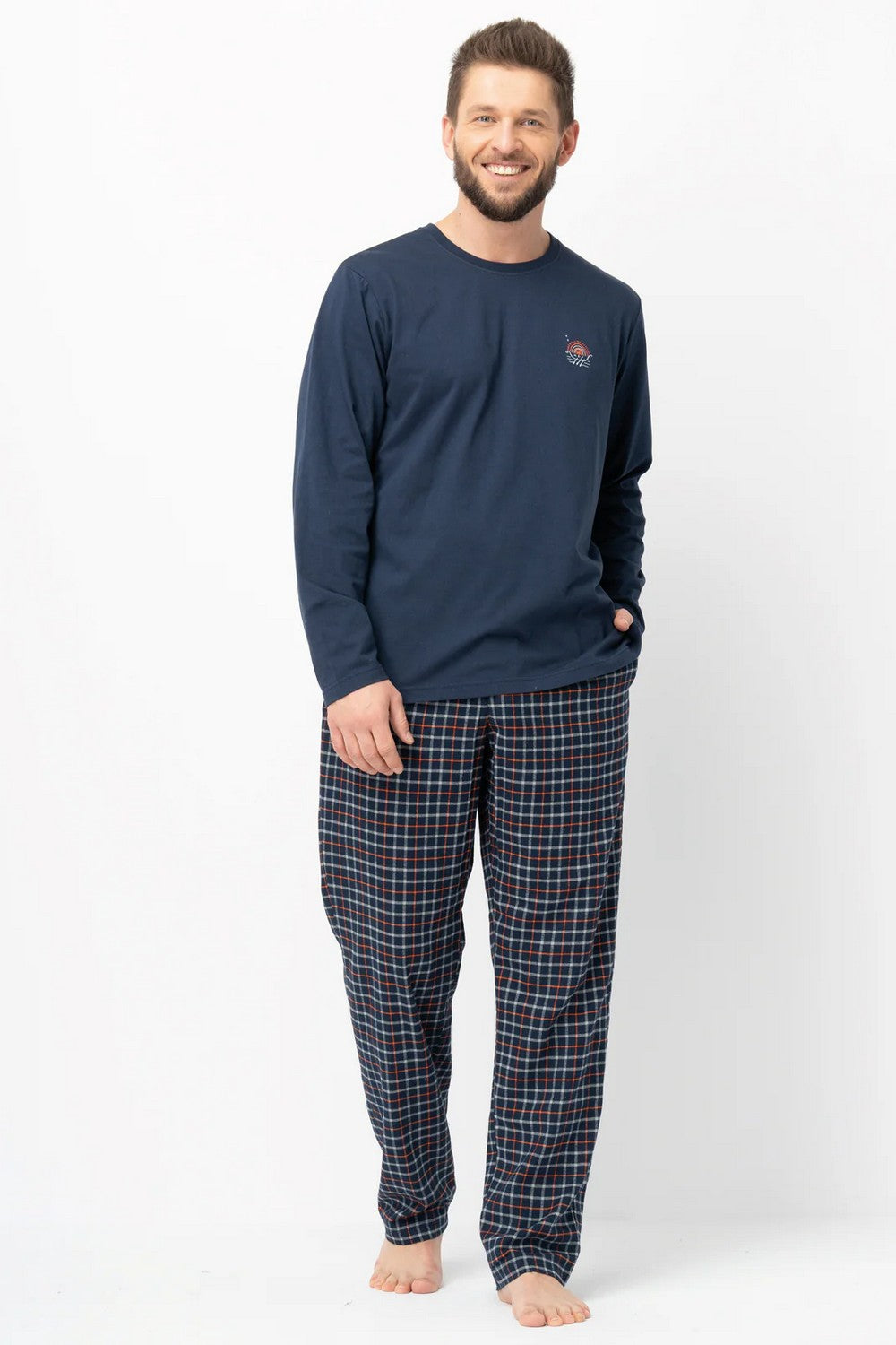 Мужская пижама с фланелевыми брюками МNS 481 blue