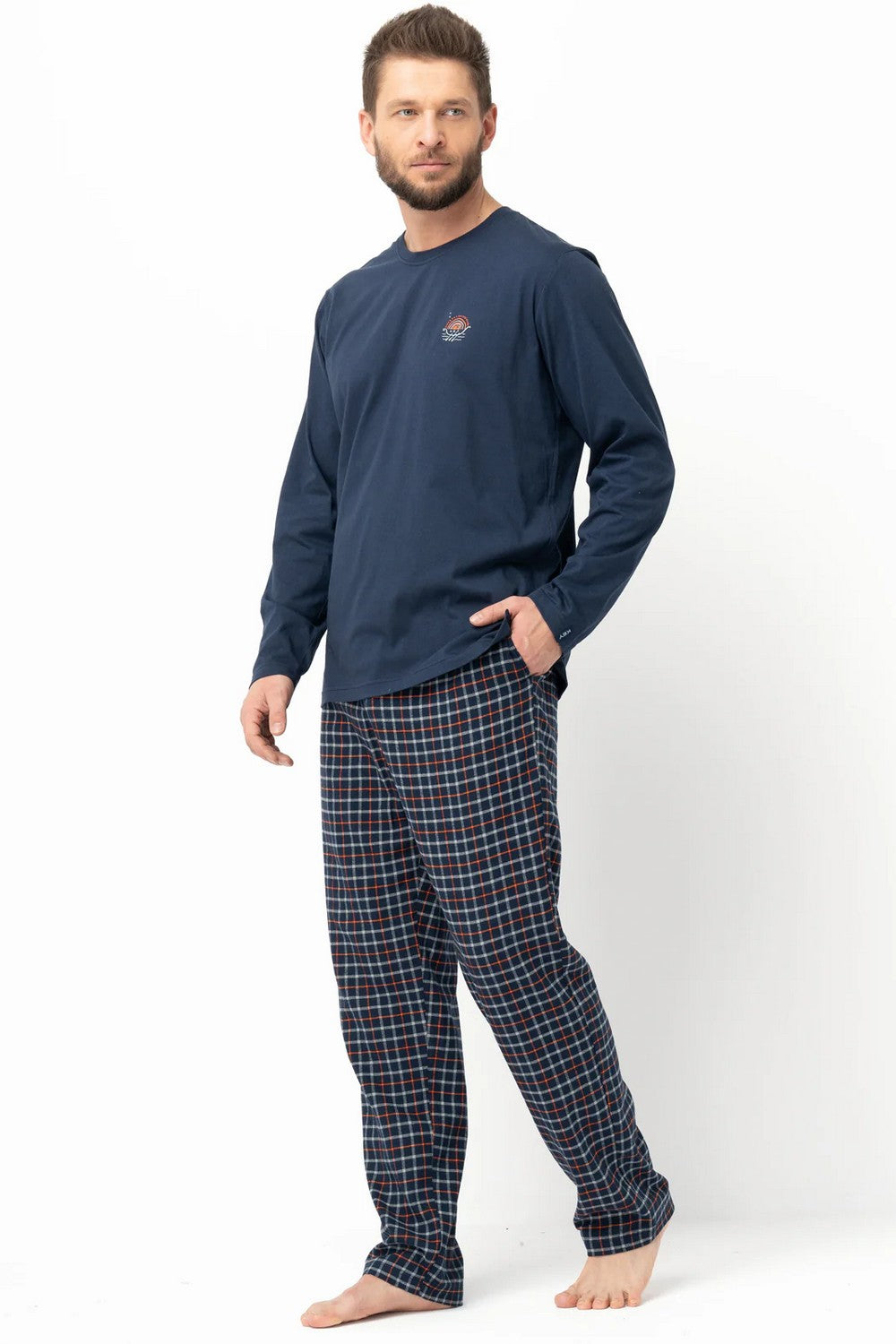 Мужская пижама с фланелевыми брюками МNS 481 blue