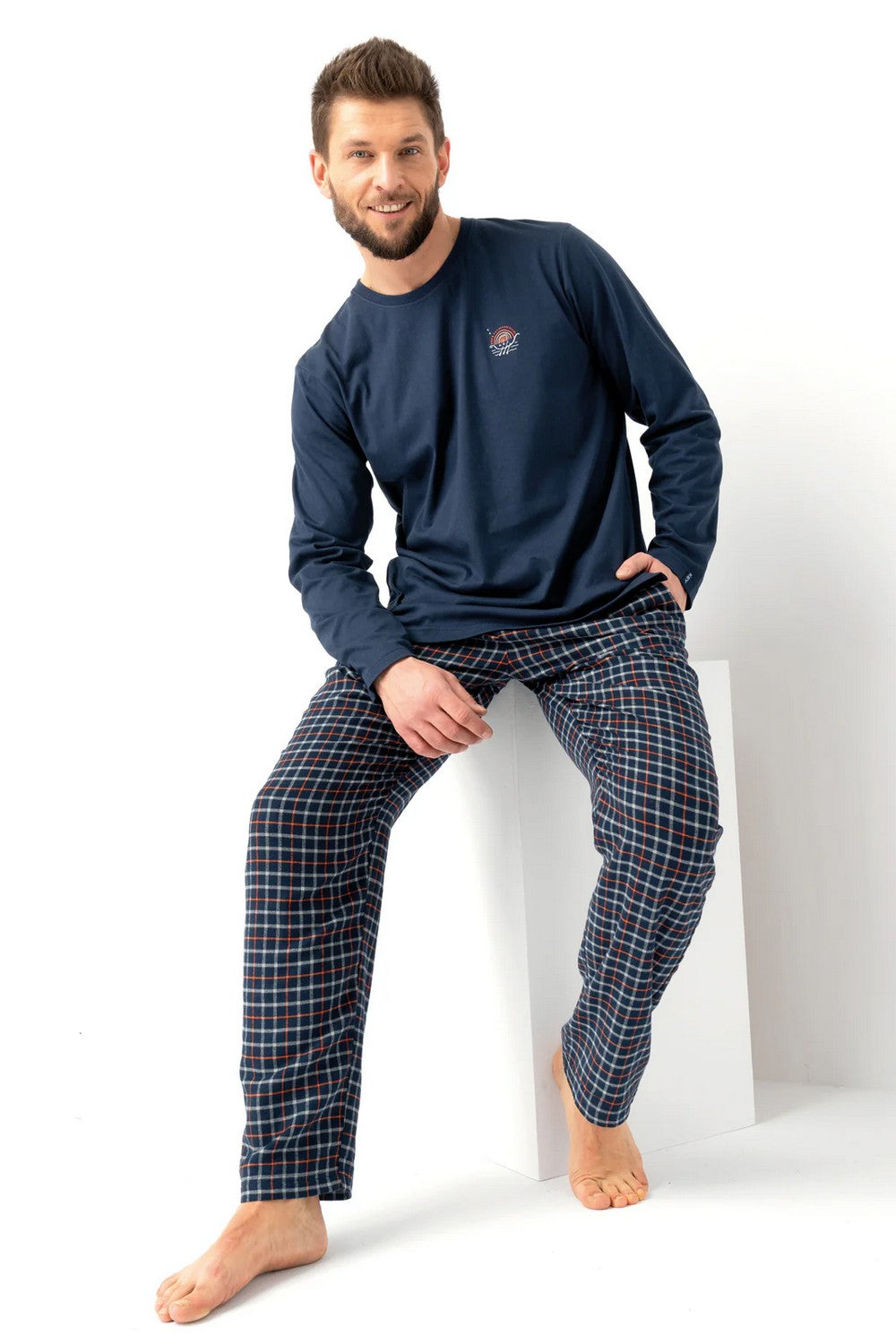 Мужская пижама с фланелевыми брюками МNS 481 blue