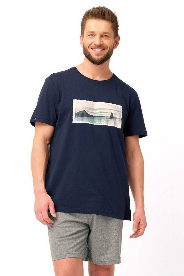 Мужская хлопковая пижама МNS 606 A25 blue