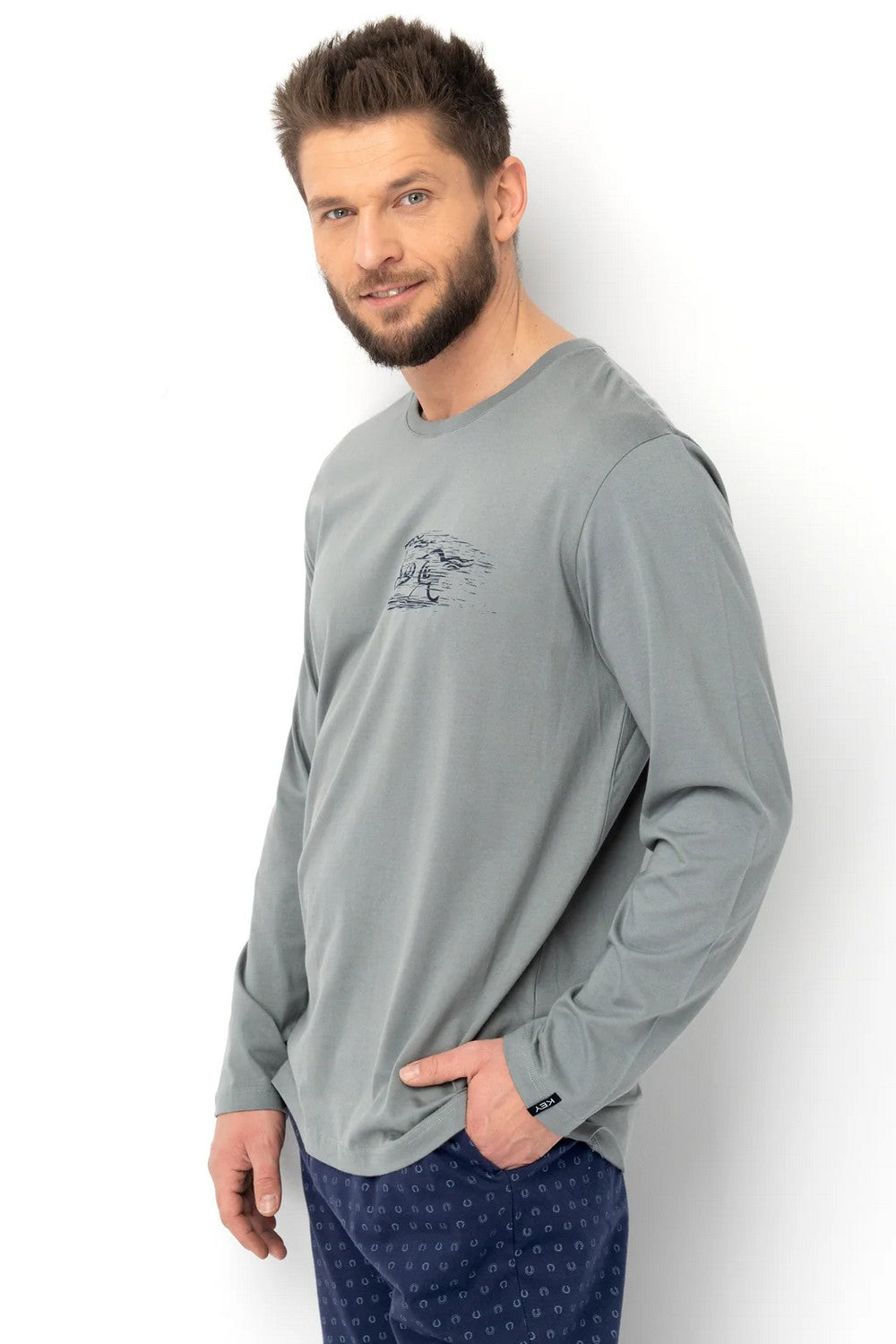 Мужская хлопковая пижама МNS 612 blue