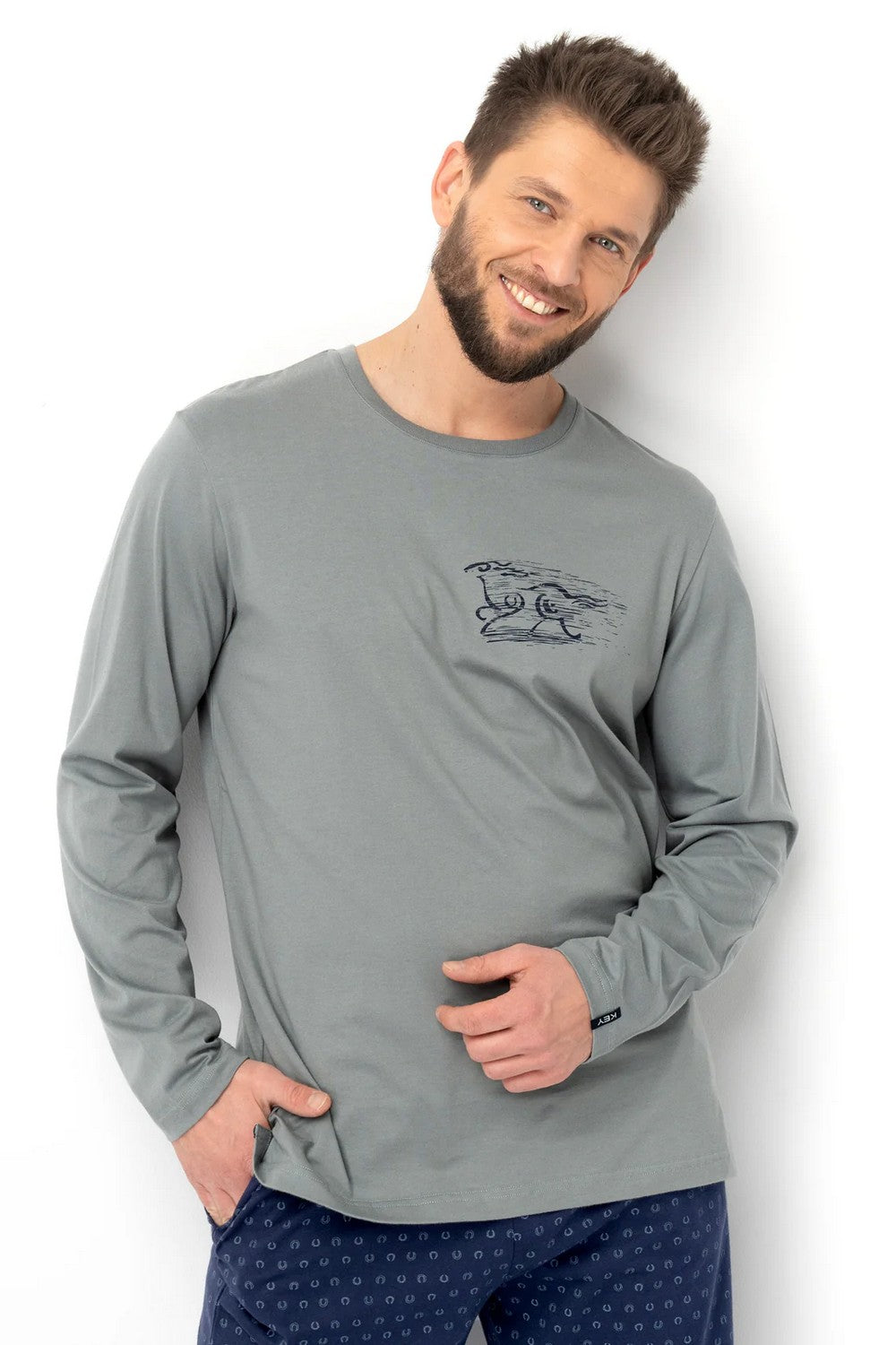 Мужская хлопковая пижама МNS 612 blue