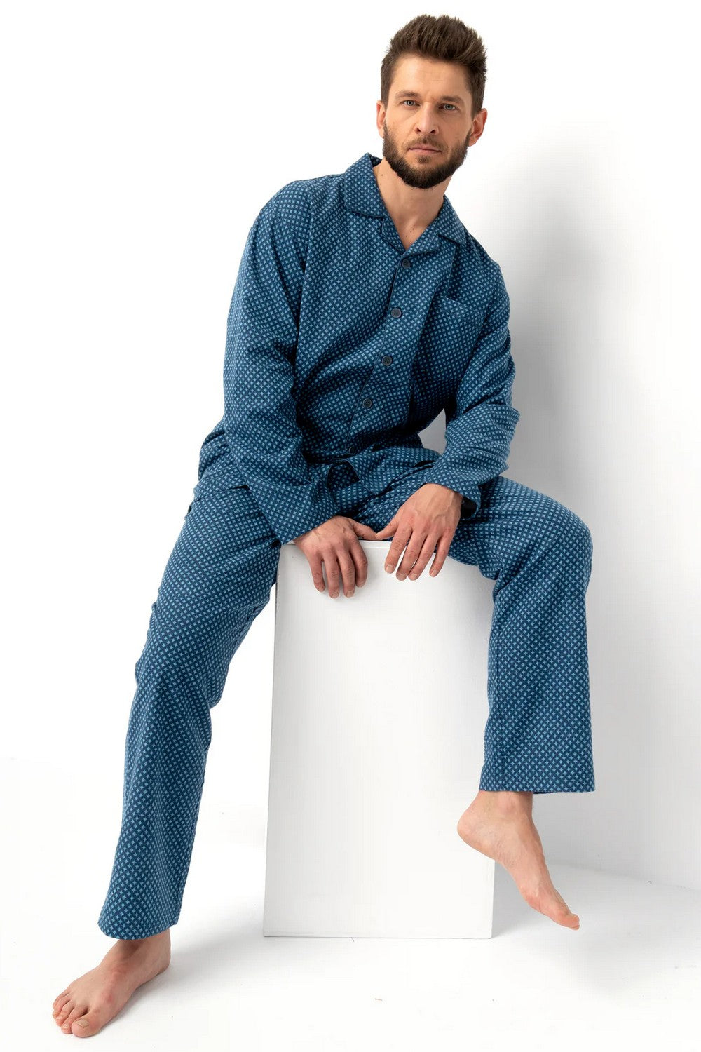 Мужская фланелевая пижама МNS 815 blue