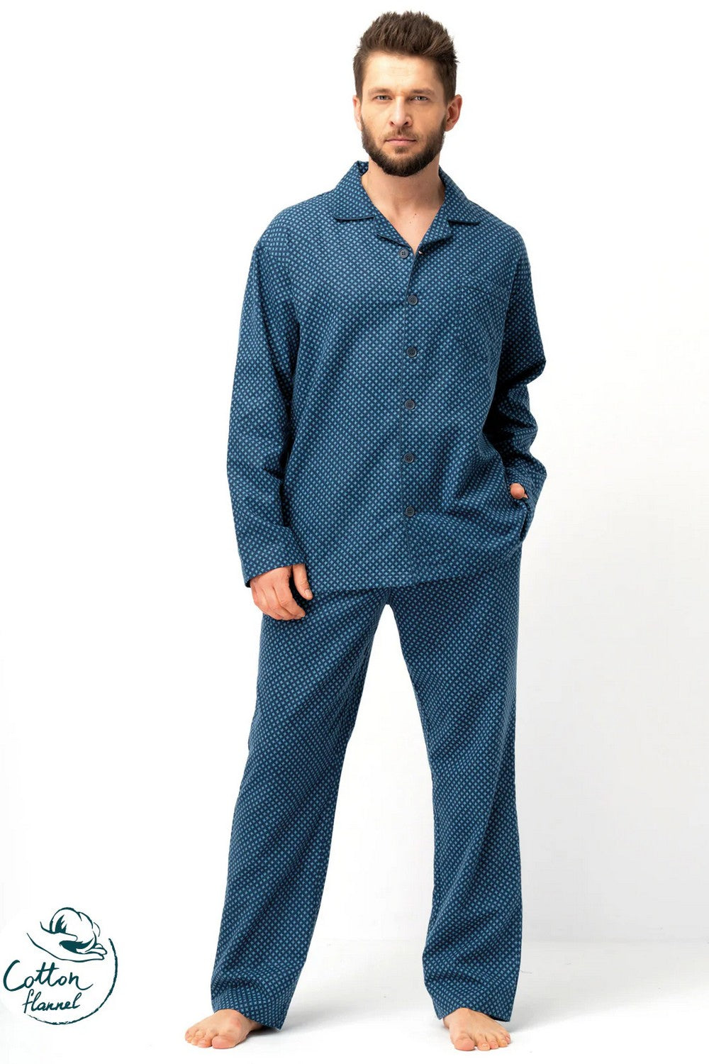 Мужская фланелевая пижама МNS 815 blue