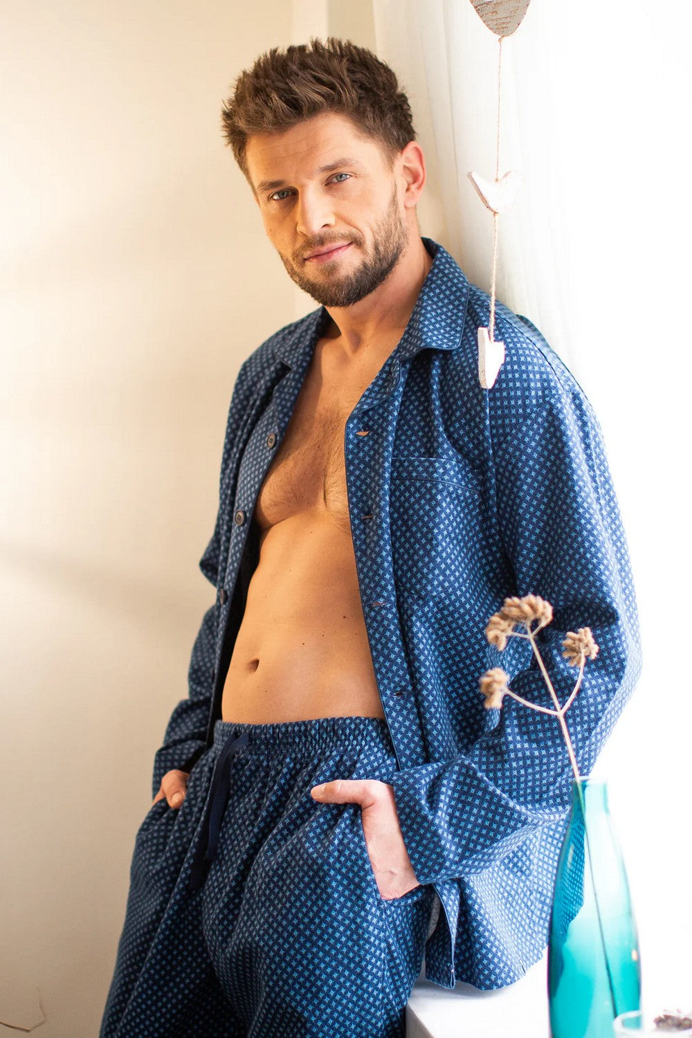 Мужская фланелевая пижама МNS 815 blue