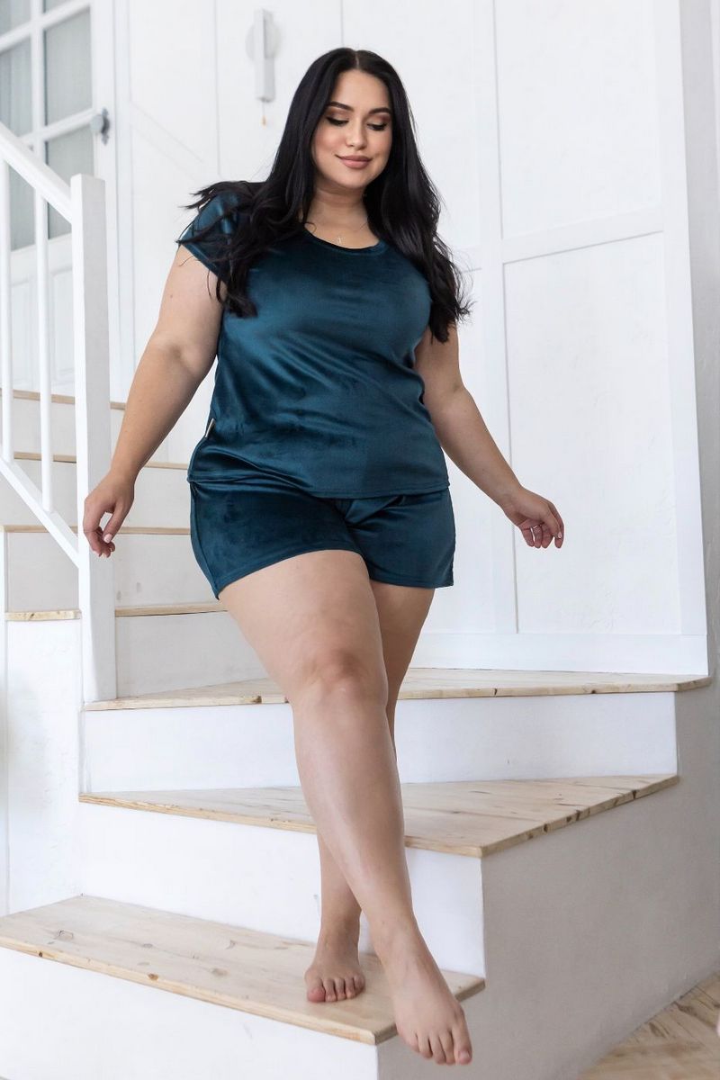 Велюровая пижама Пб1604 dark green