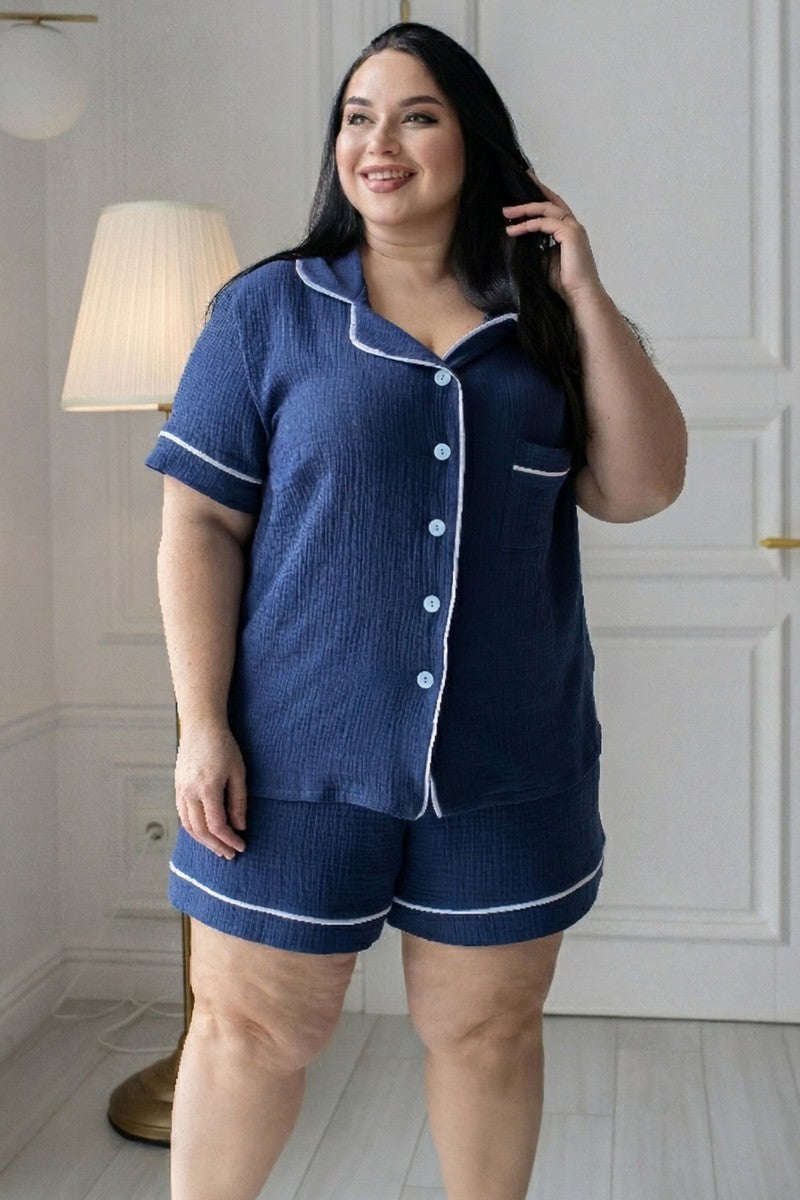 Піжама з мусліну Пс1810 blue MiaNaGreen
