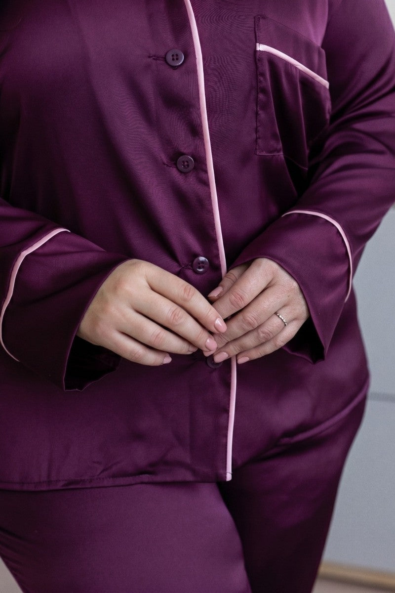 Шовкова піжама Псл1300 plum MiaNaGreen