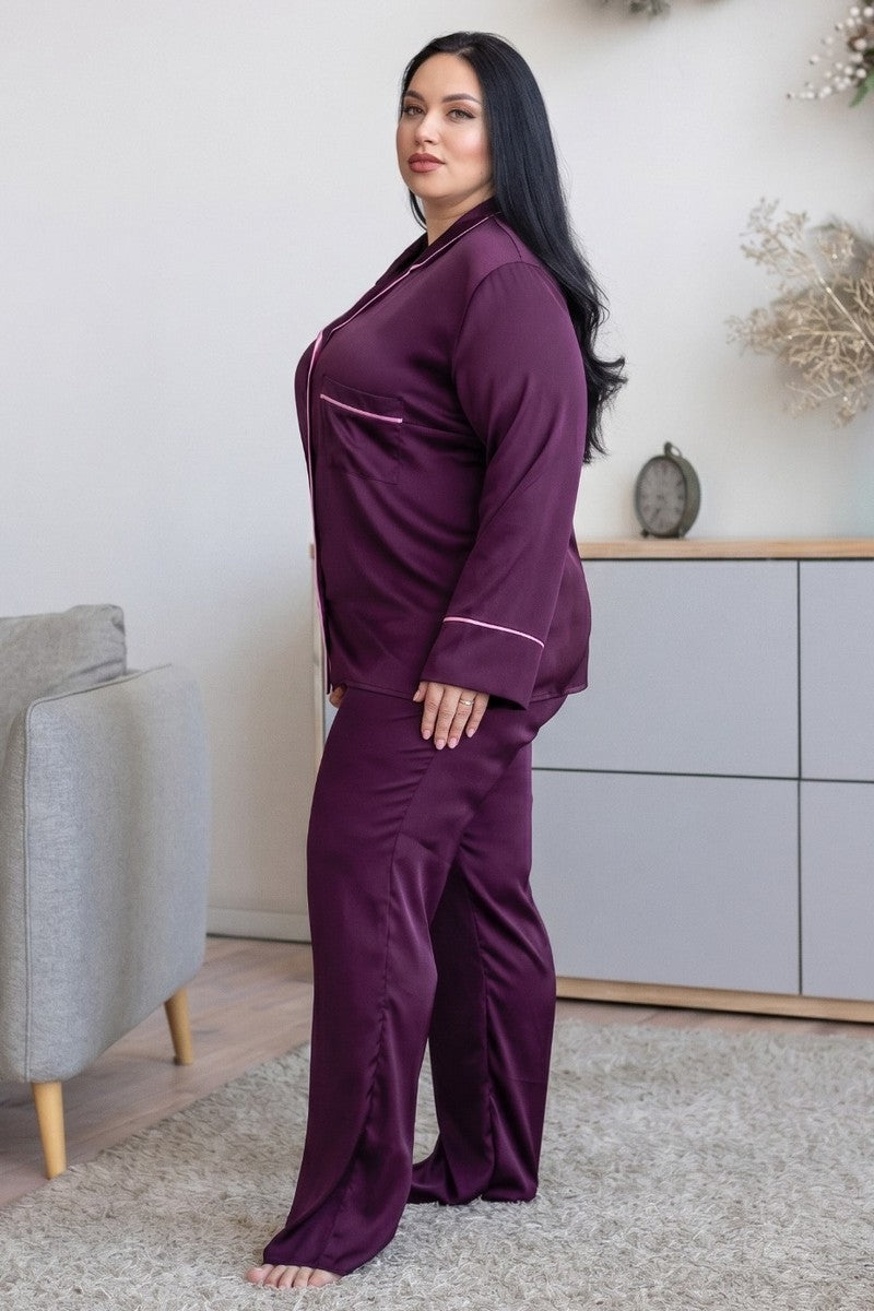 Шовкова піжама Псл1300 plum MiaNaGreen