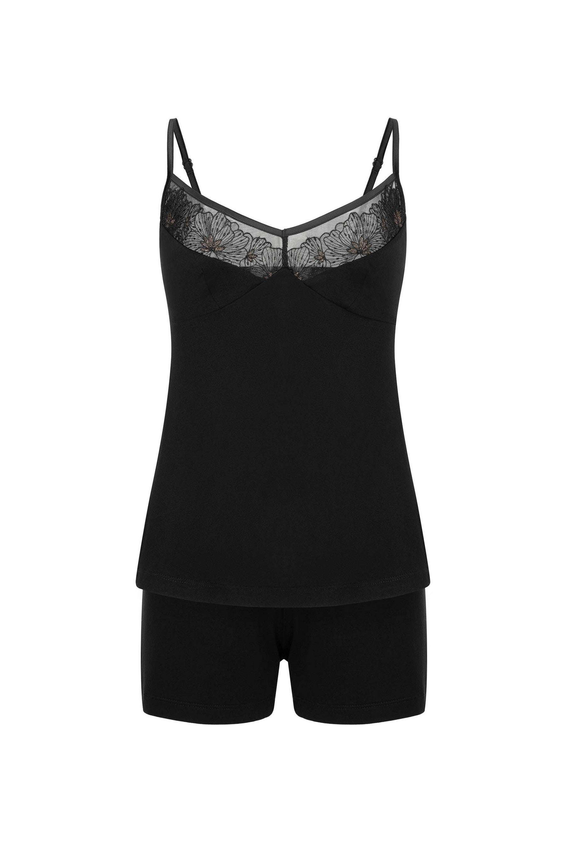 Пижама с цветочной вышивкой 811-6835 black