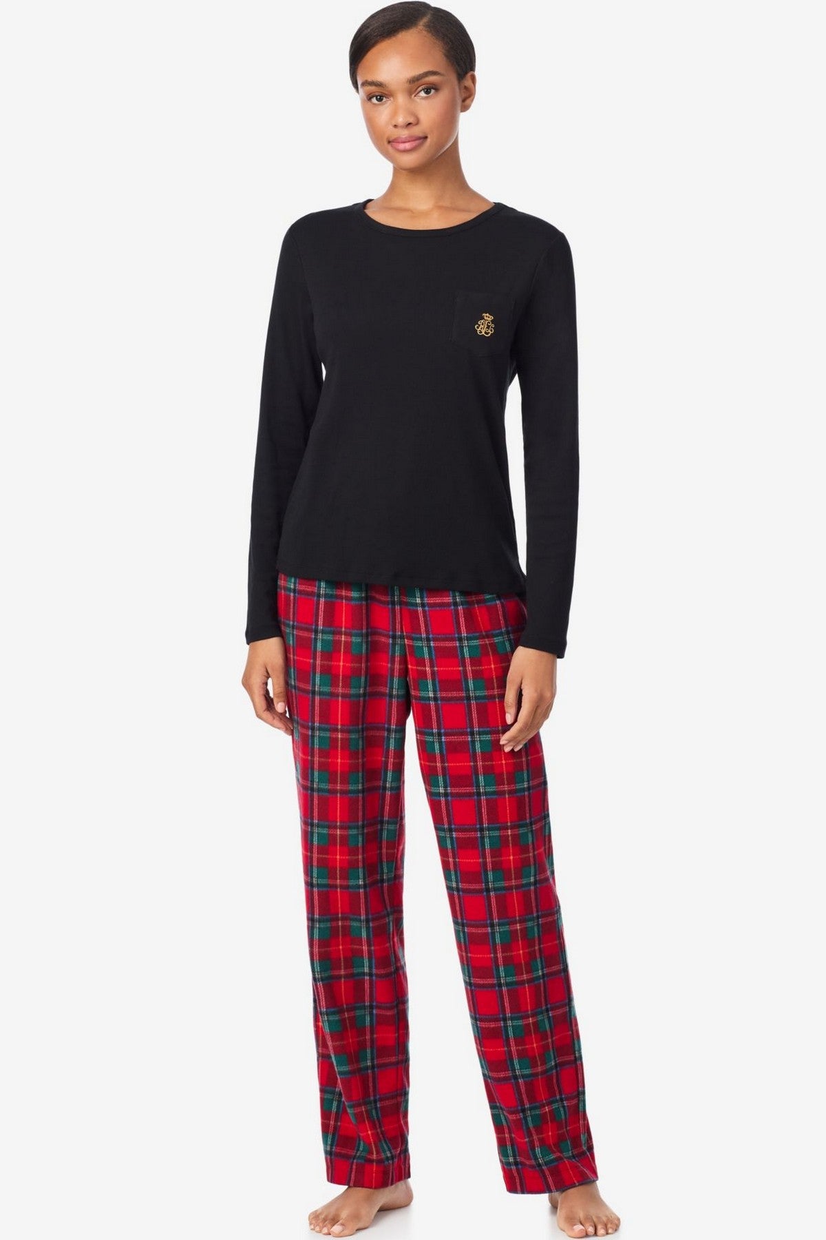 Піжама з флісовими брюками 973579086 black/red Ralph Lauren