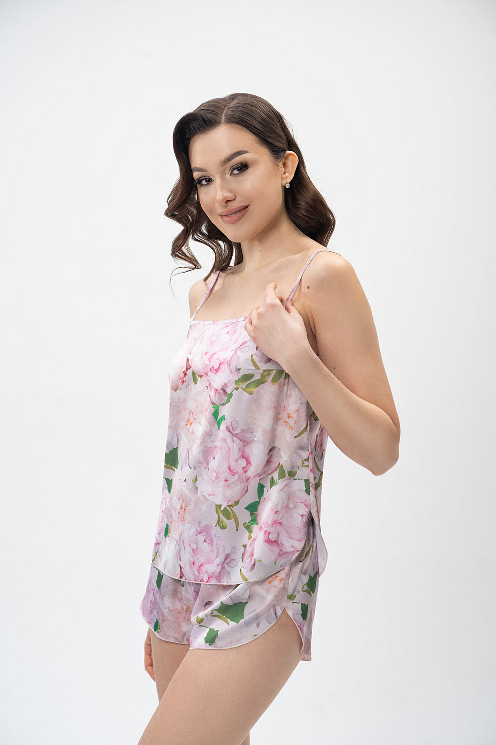 Сатинова піжама 2414 pink flowers