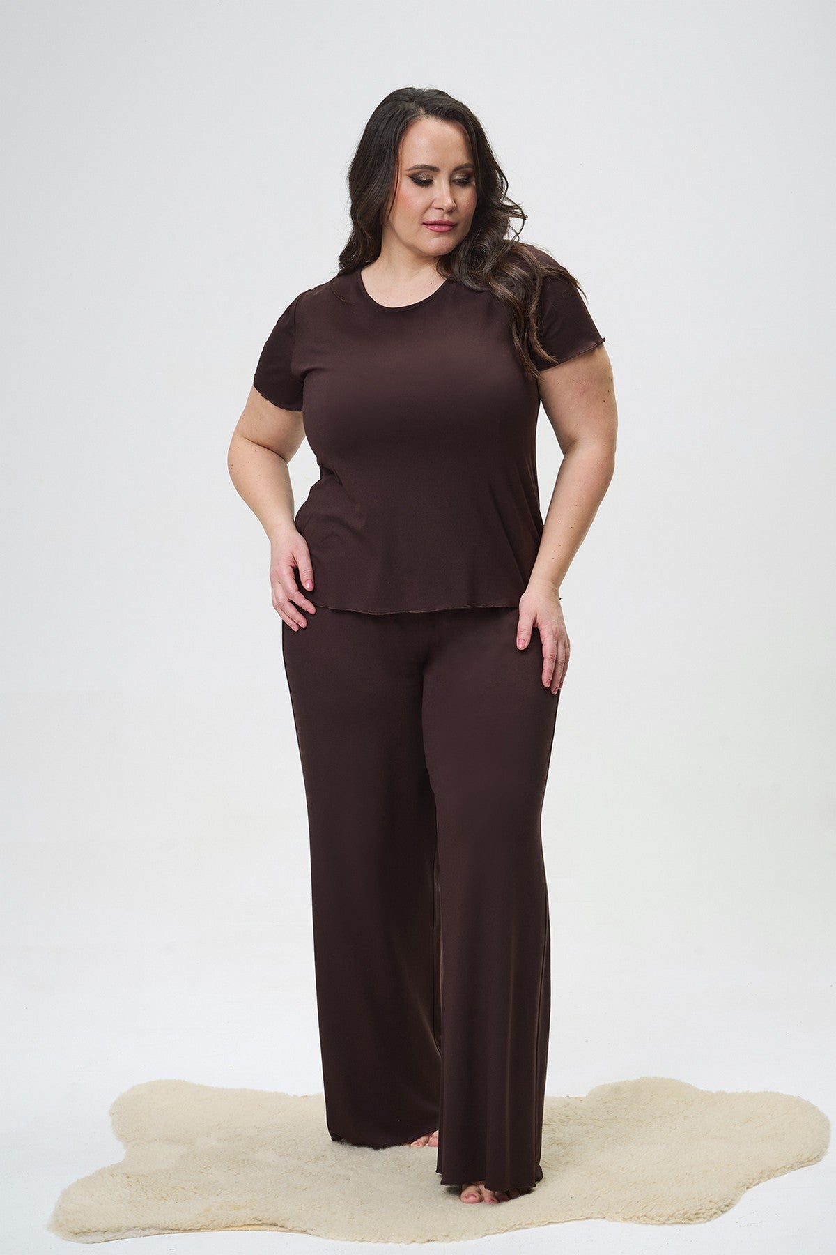 Піжама з віскози 2821 brown Shato plus size