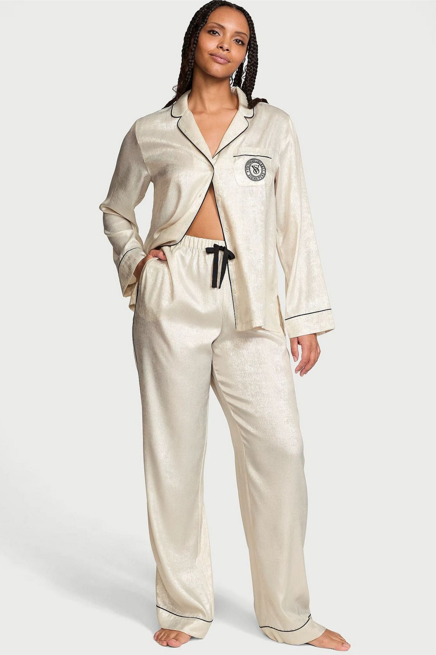 Атласная пижама 523687684 silver