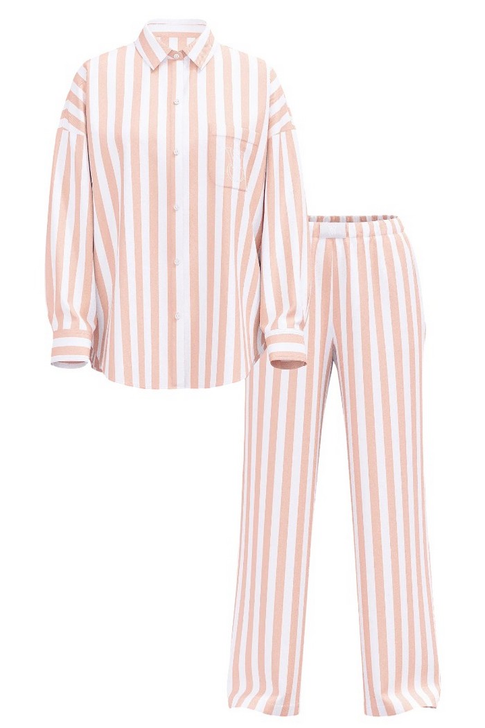 Піжама в смужку 542959653 white/beige