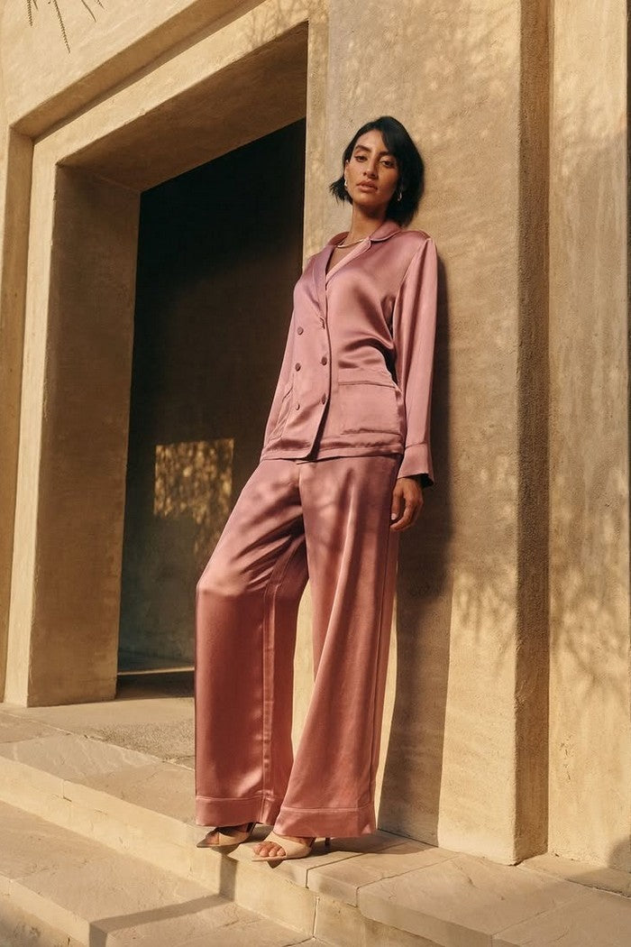 Сатиновая пижама 61105286 dark rose