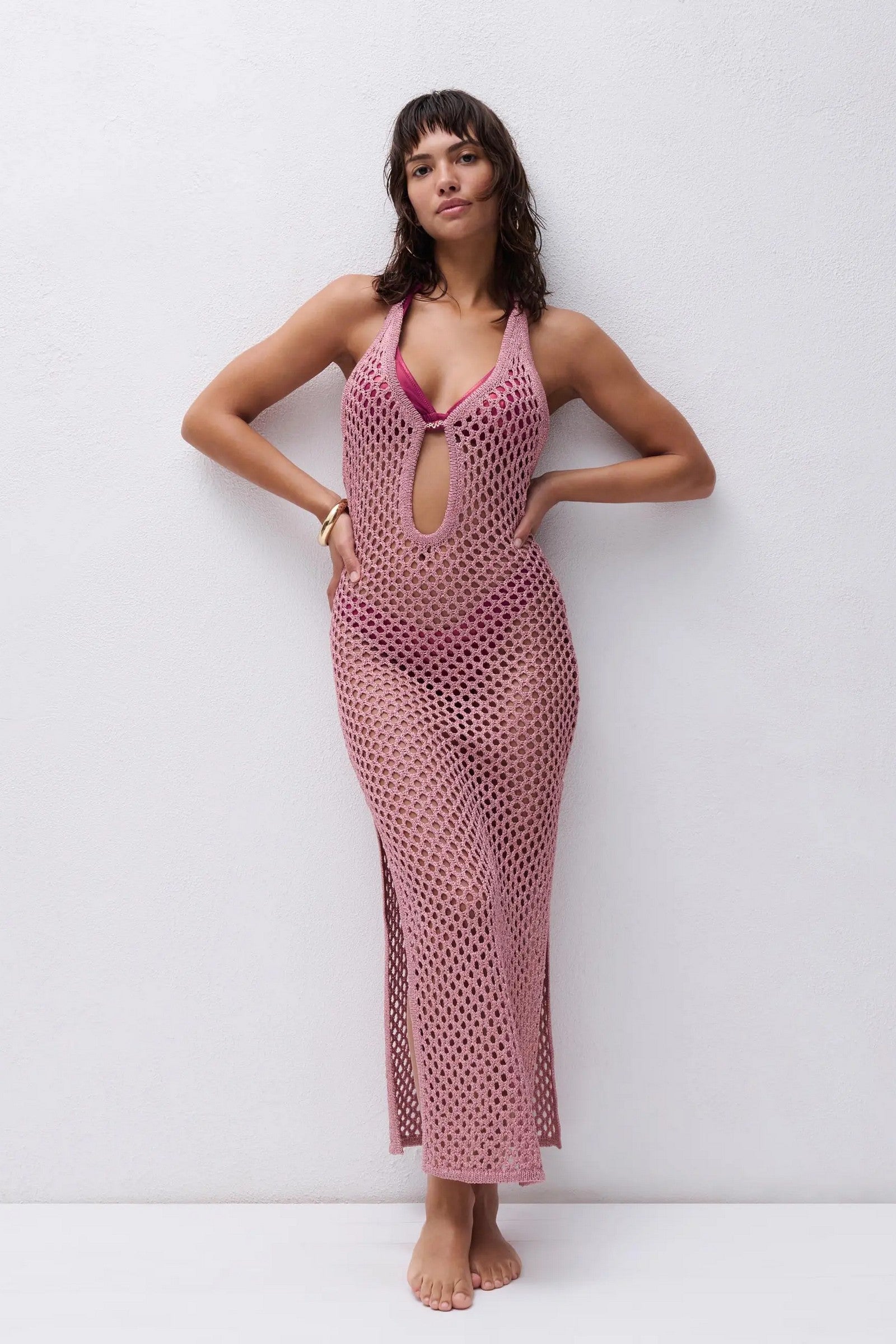 В'язана пляжна сукня 22RW0 Metallic pink lurex Chantelle