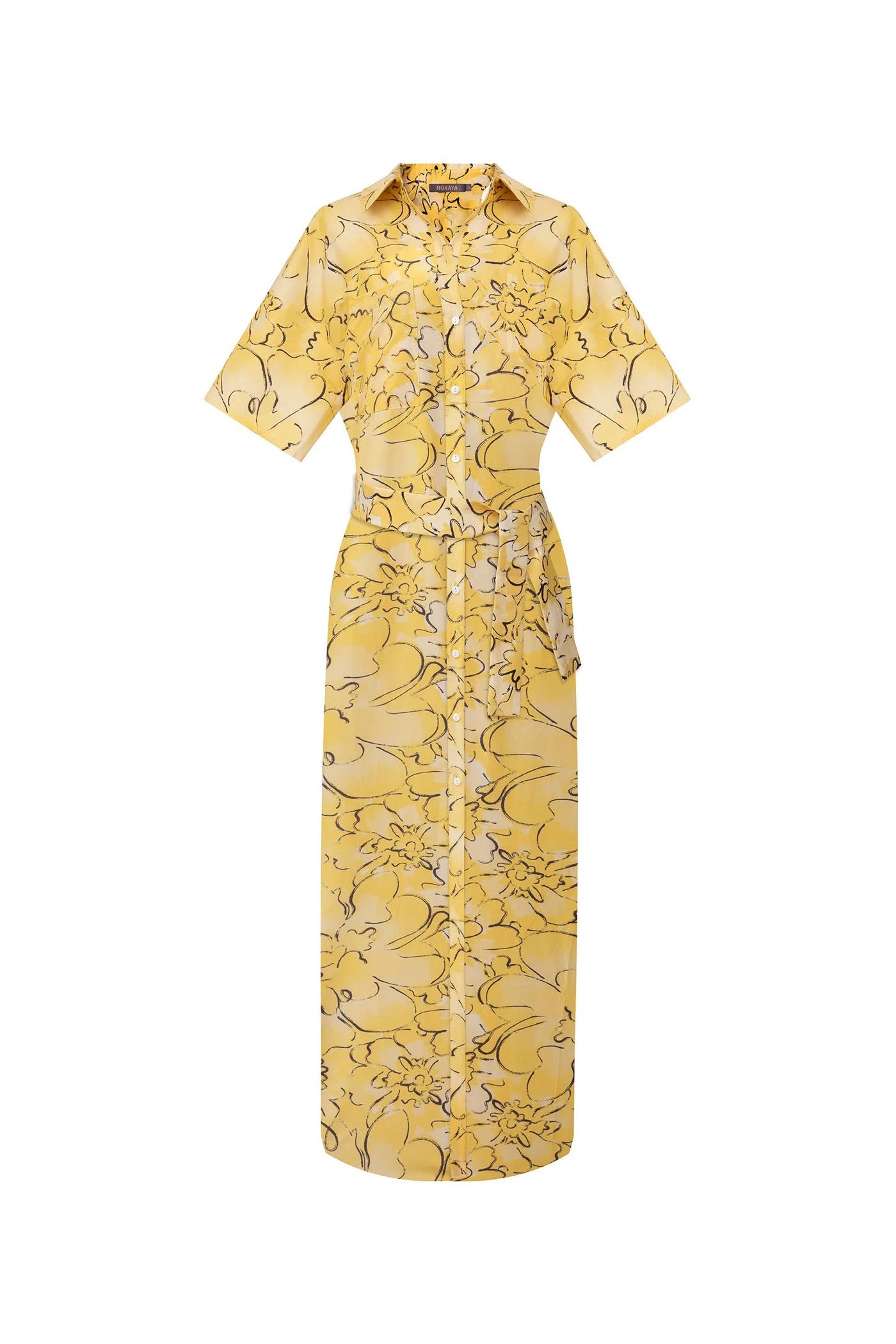 Хлопковое платье-рубашка 251204-15 Strapped Cotton yellow flowers