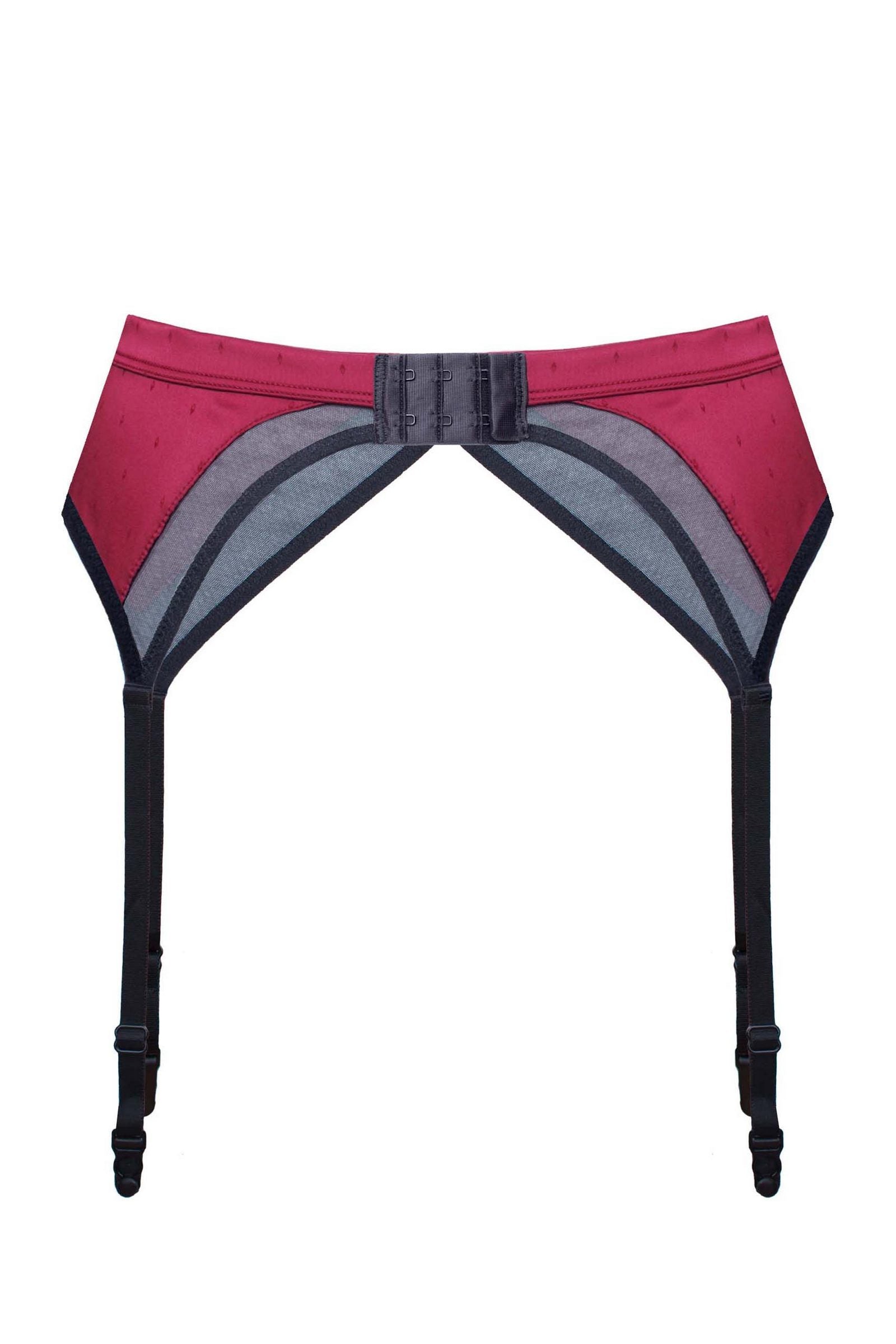 Сатиновий пояс для панчіх Tina 6231 bordo/black