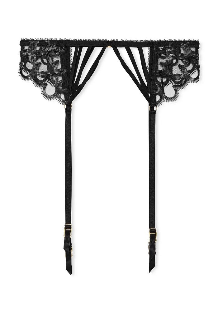 Пояс для чулок с мерцающей вышивкой + трусики 425961823 black