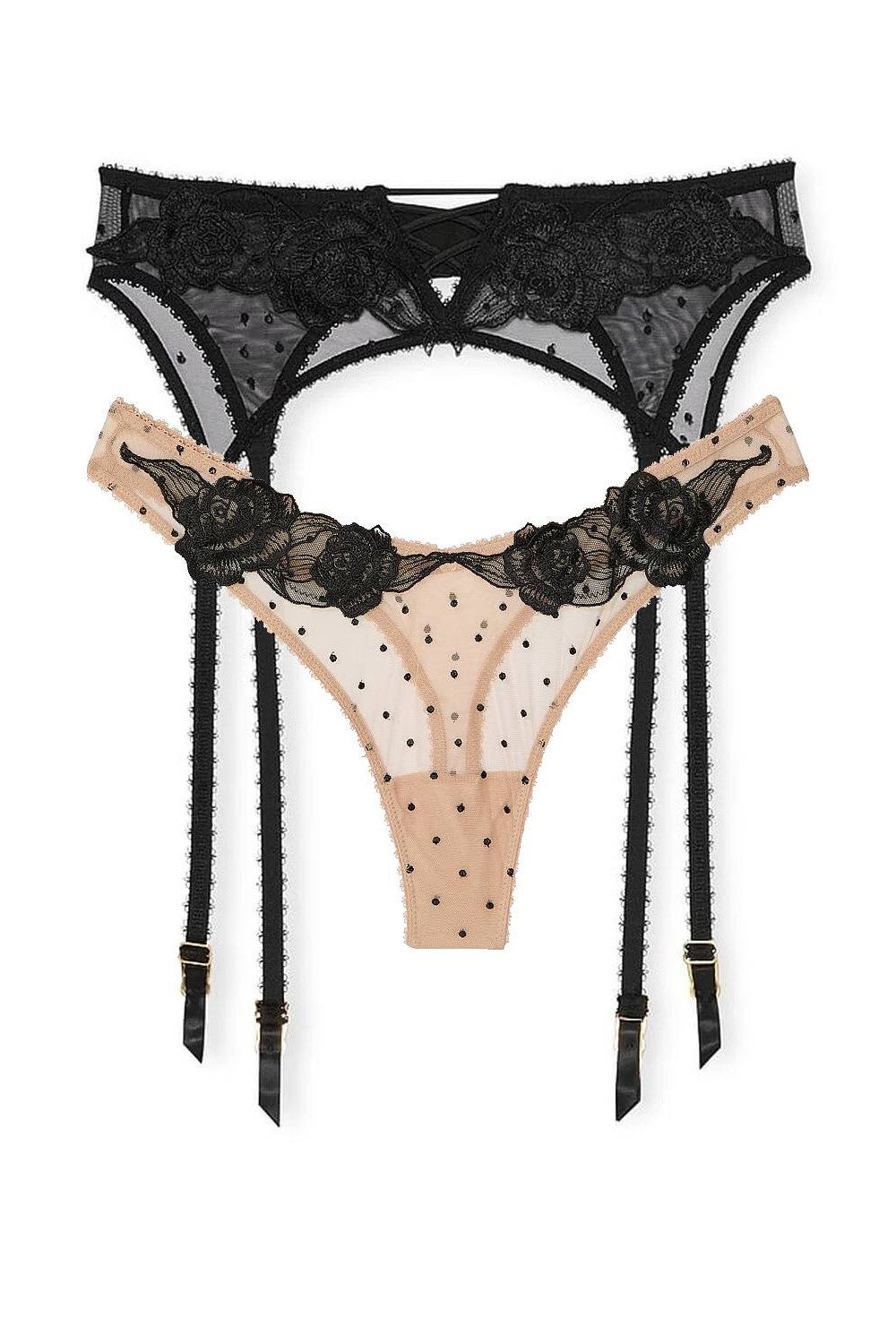 Пояс для чулок + трусики 545686021 black/beige