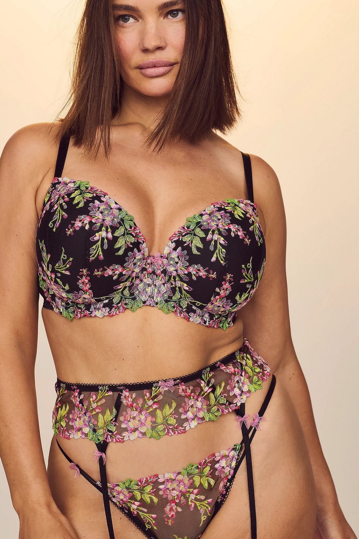 Пояс для панчох з вишивкою 788319478 black Victoria`s Secret