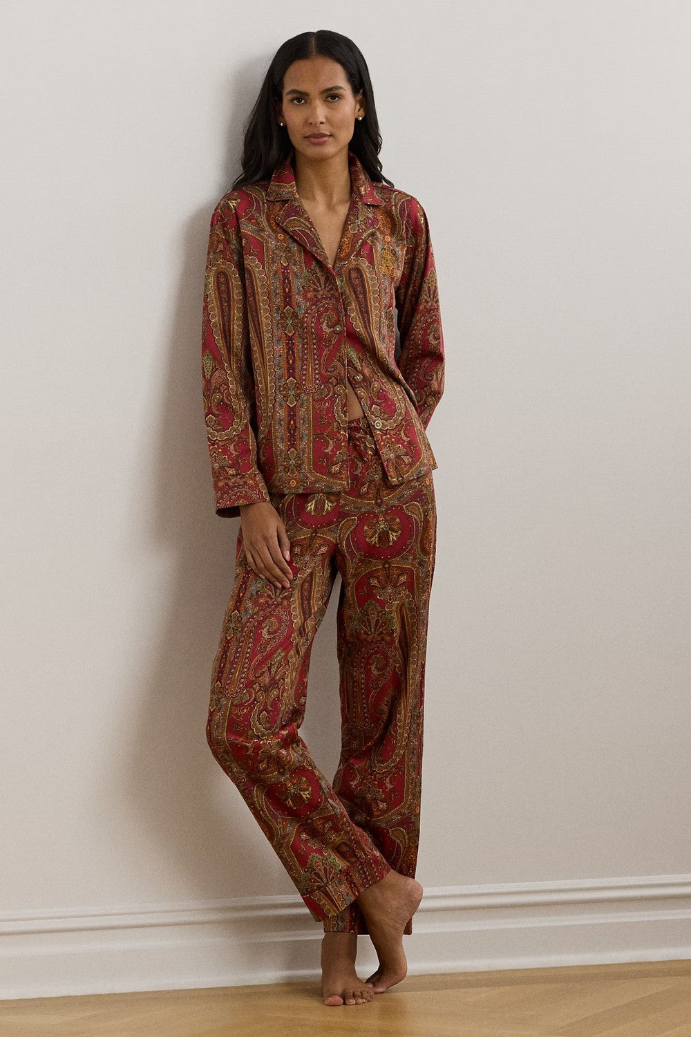 Хлопковая пижама с принтом 166696975 red