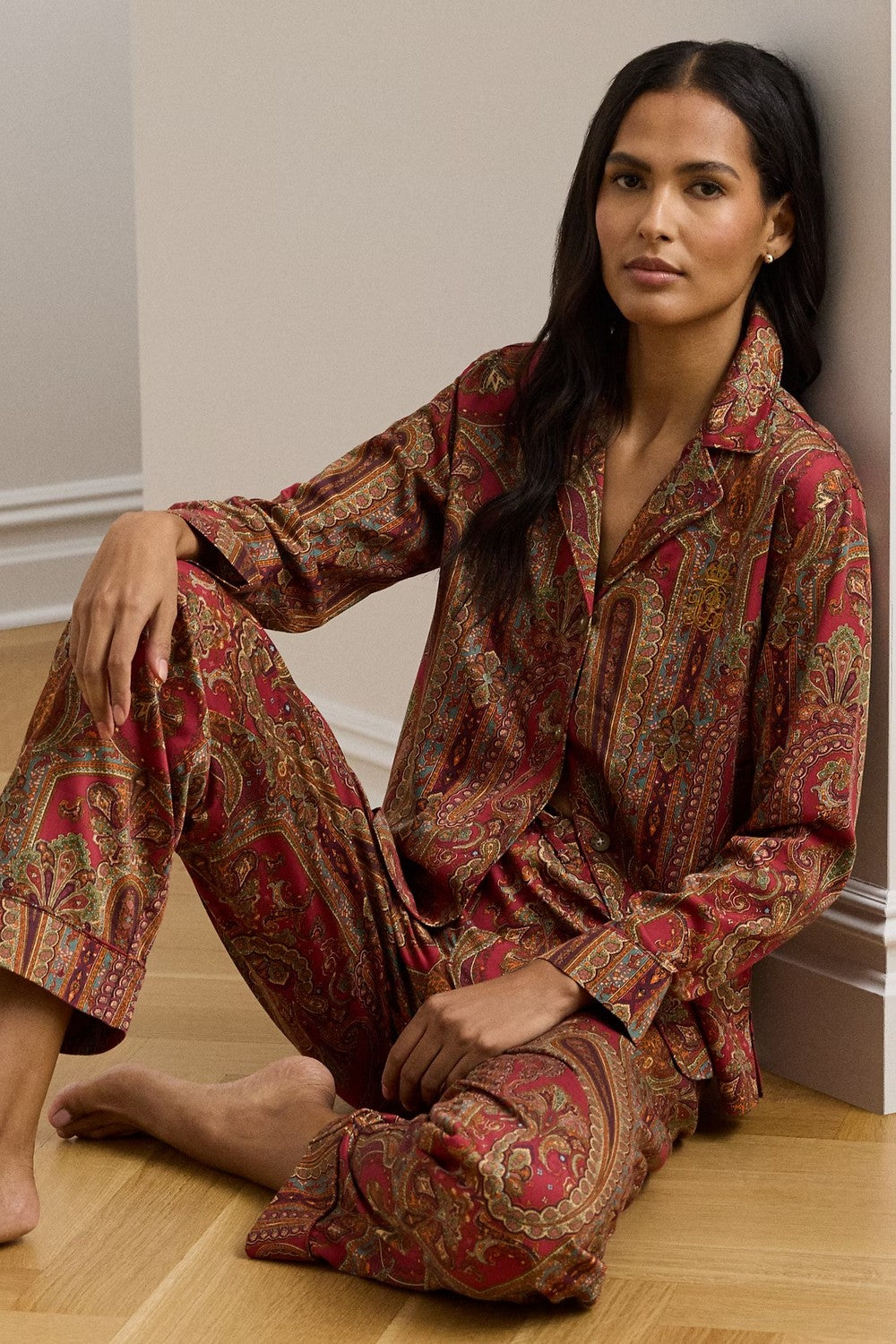 Хлопковая пижама с принтом 166696975 red