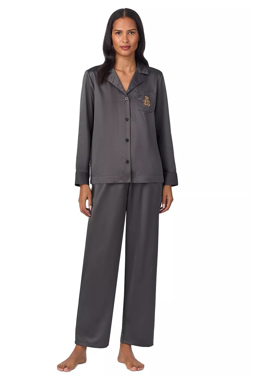 Сатиновая пижама с брюками 364495168 gray