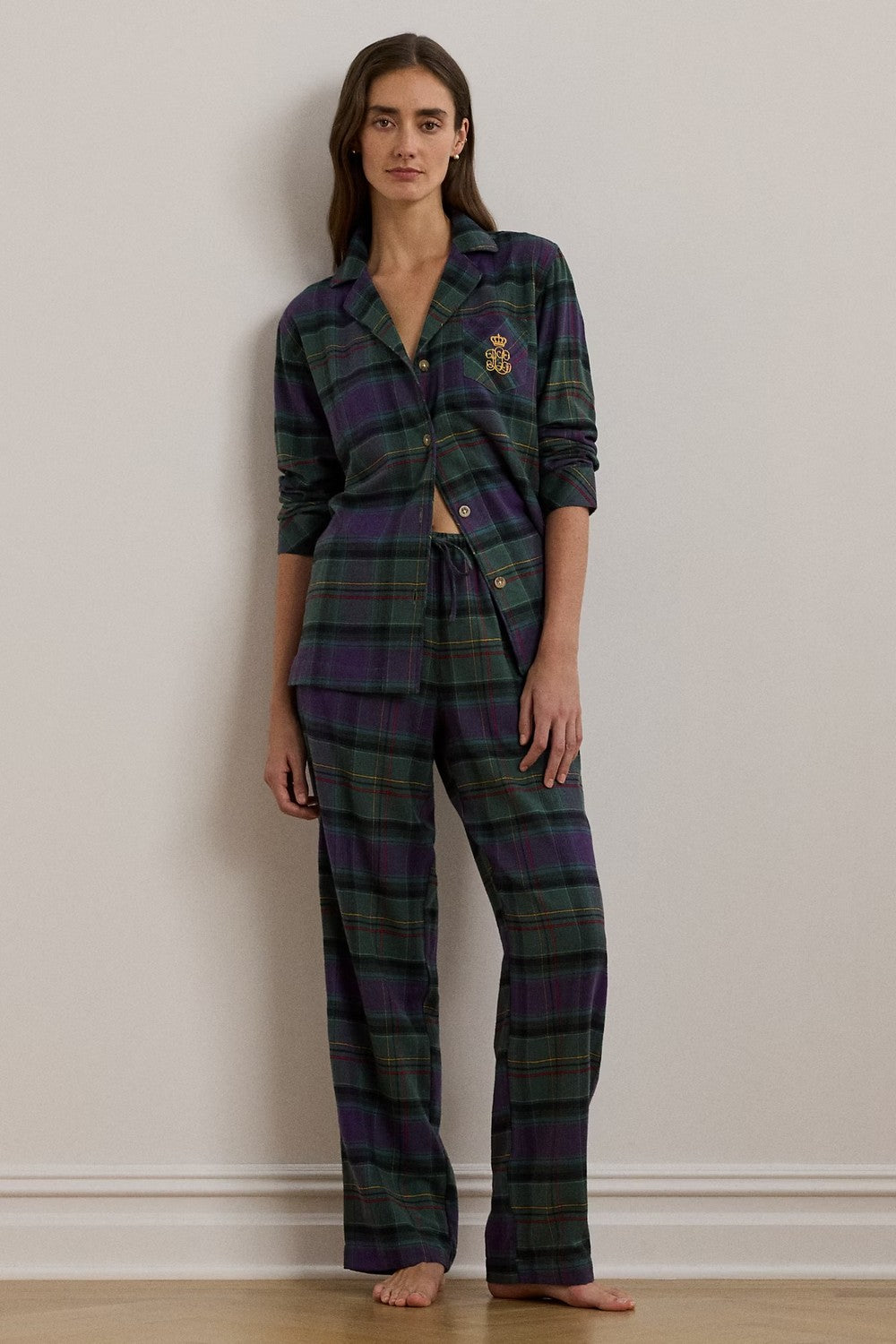 Хлопковая пижама с брюками 882194600 green