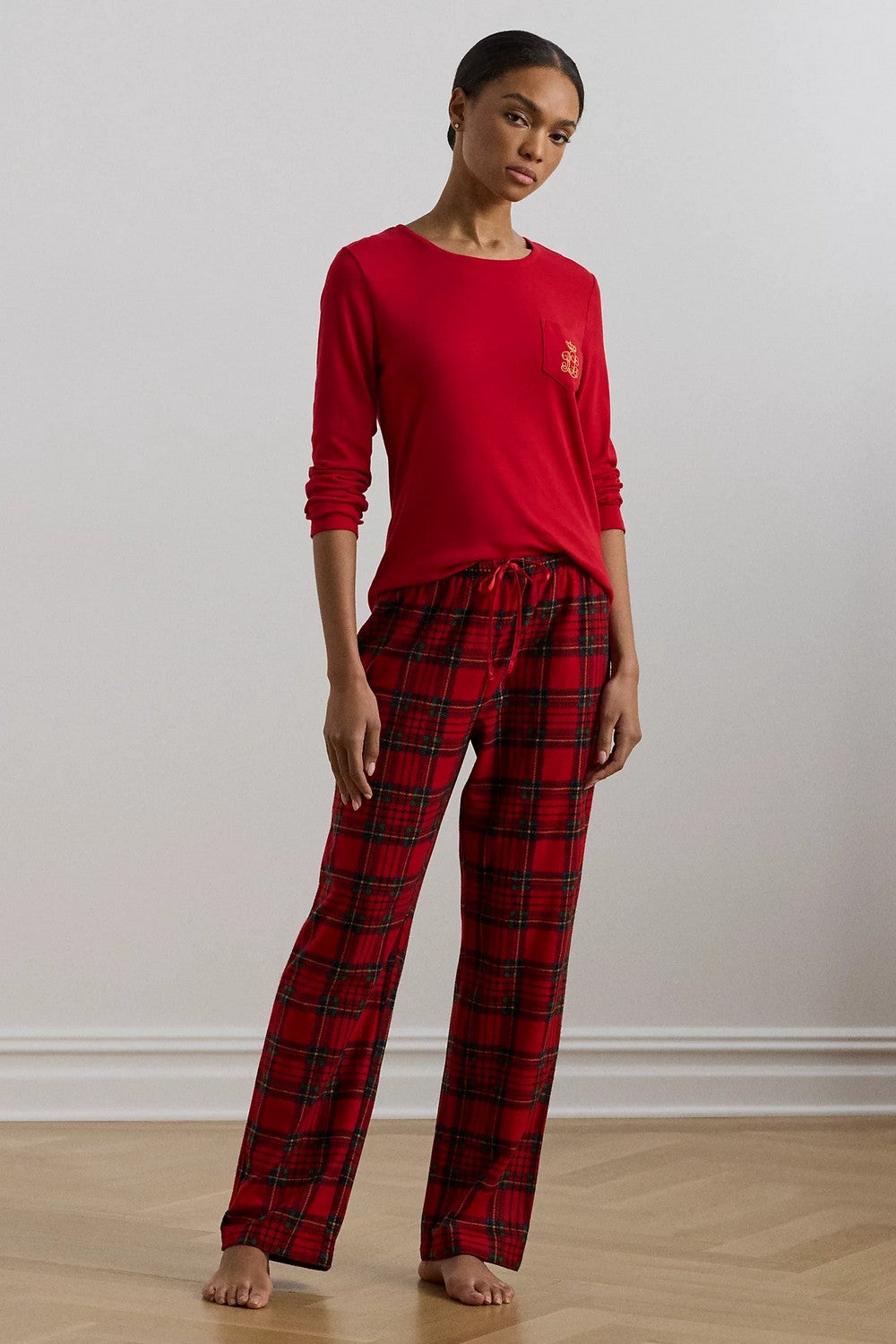 Хлопковая пижама с брюками 999985985 red