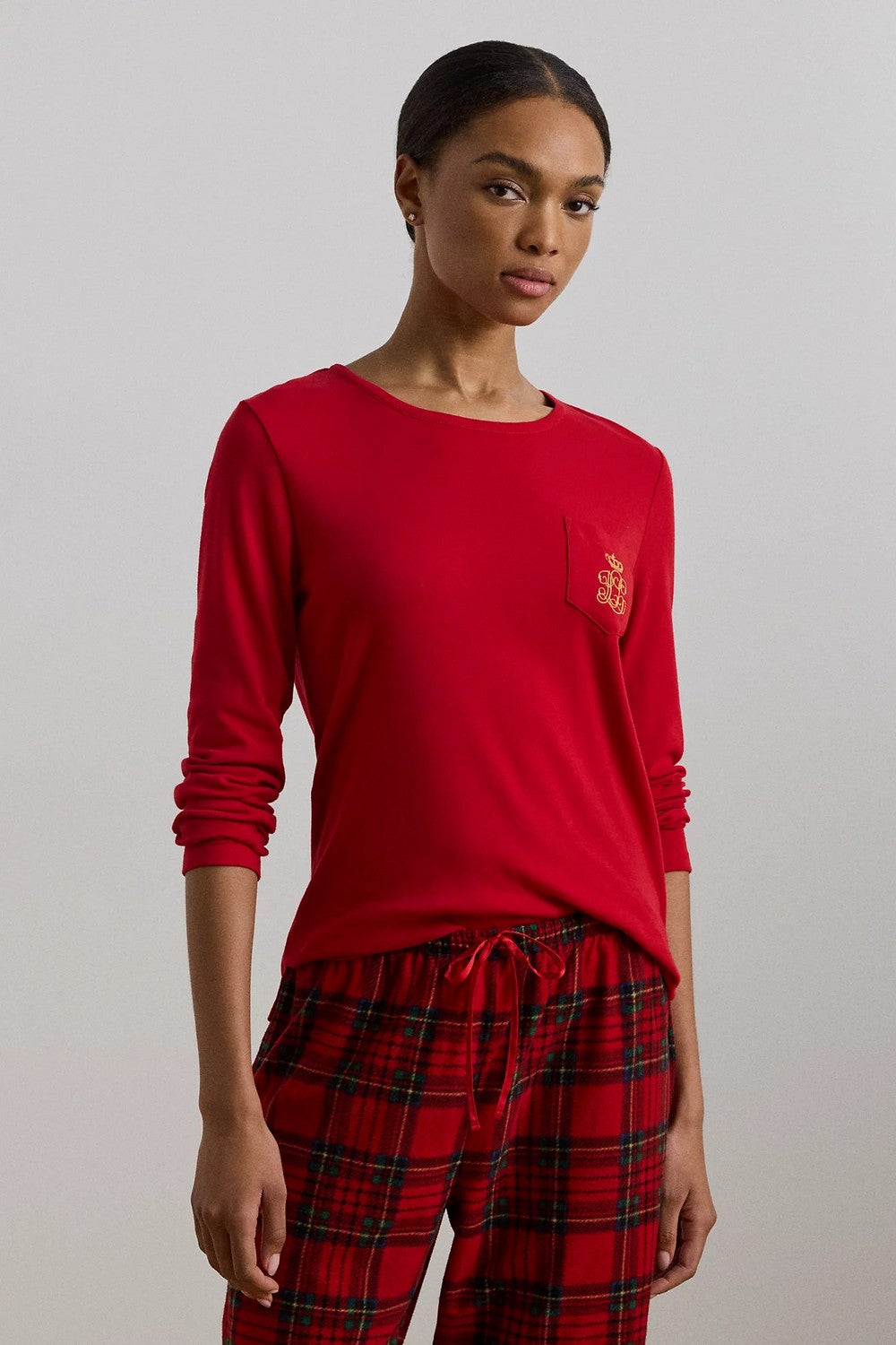 Хлопковая пижама с брюками 999985985 red