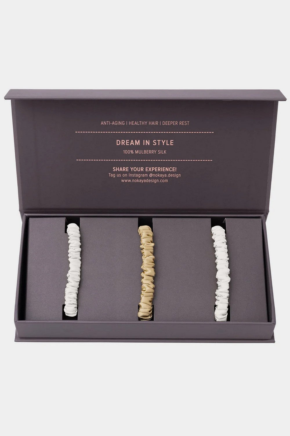 Набор шелковых резинок 250000-55 (3 шт.) ivory/caramel/ivory