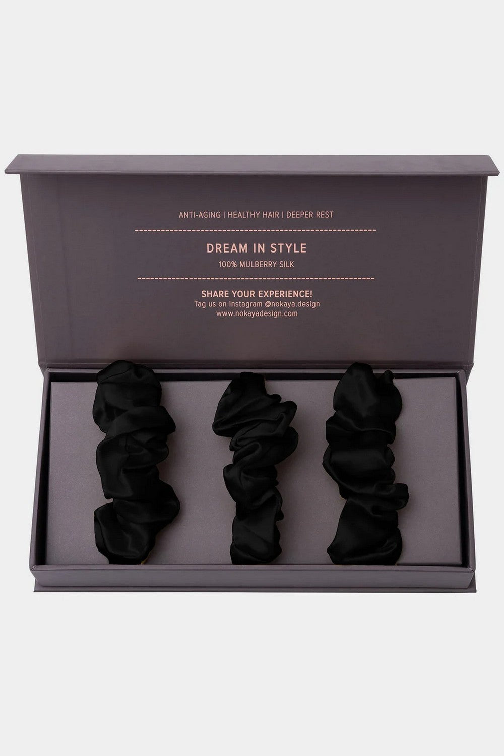 Набір шовкових резинок 250000-57 (3 шт.) crystal black