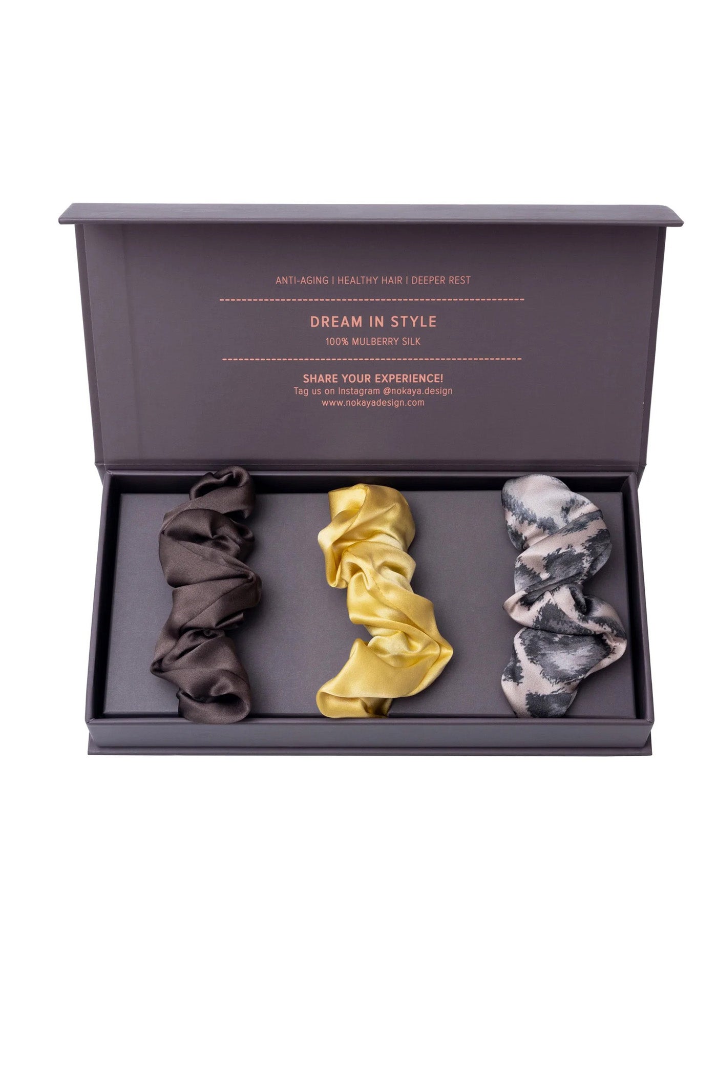 Набор шелковых резинок 250000-57 (3 шт.) brown/panna cotta/leopard