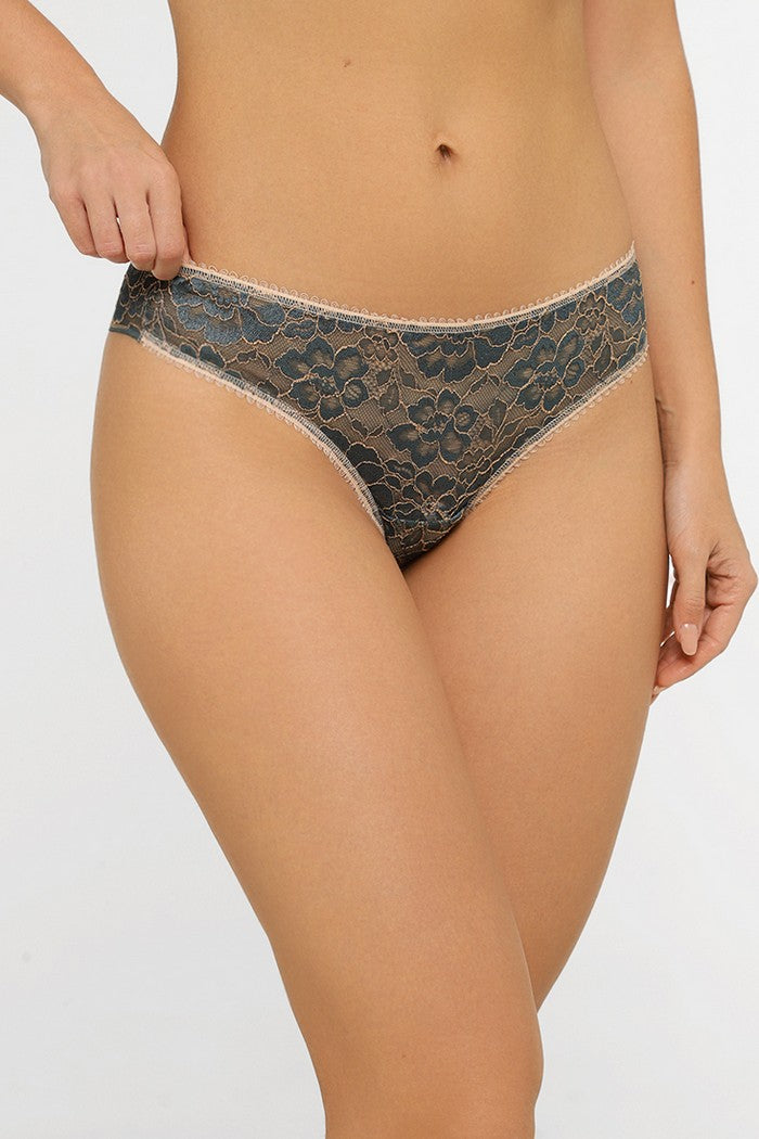Кружевные трусики бразилиана EM-2505 emerald