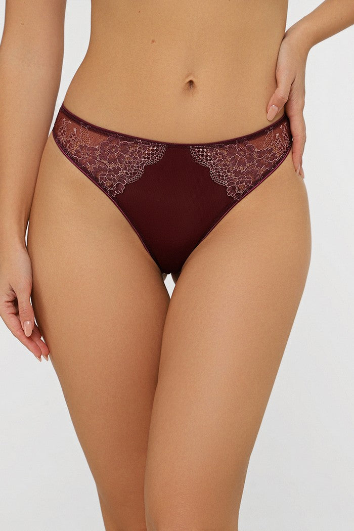 Трусики стринг с микросеткой KL-2100KN burgundy