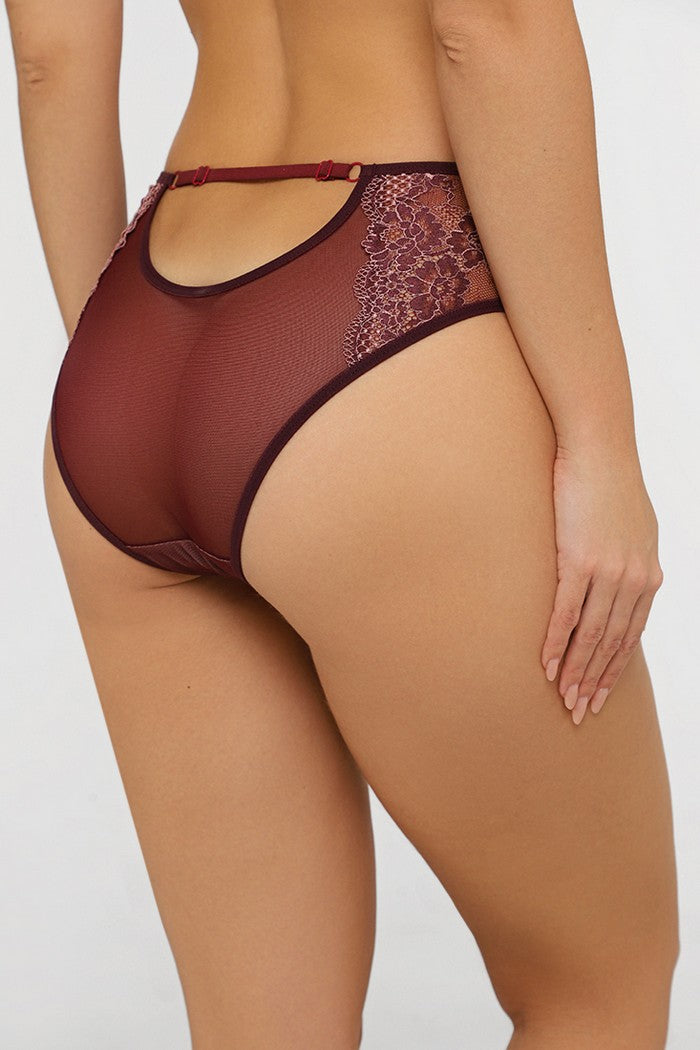 Трусики слип с кружевом KL-2218 burgundy