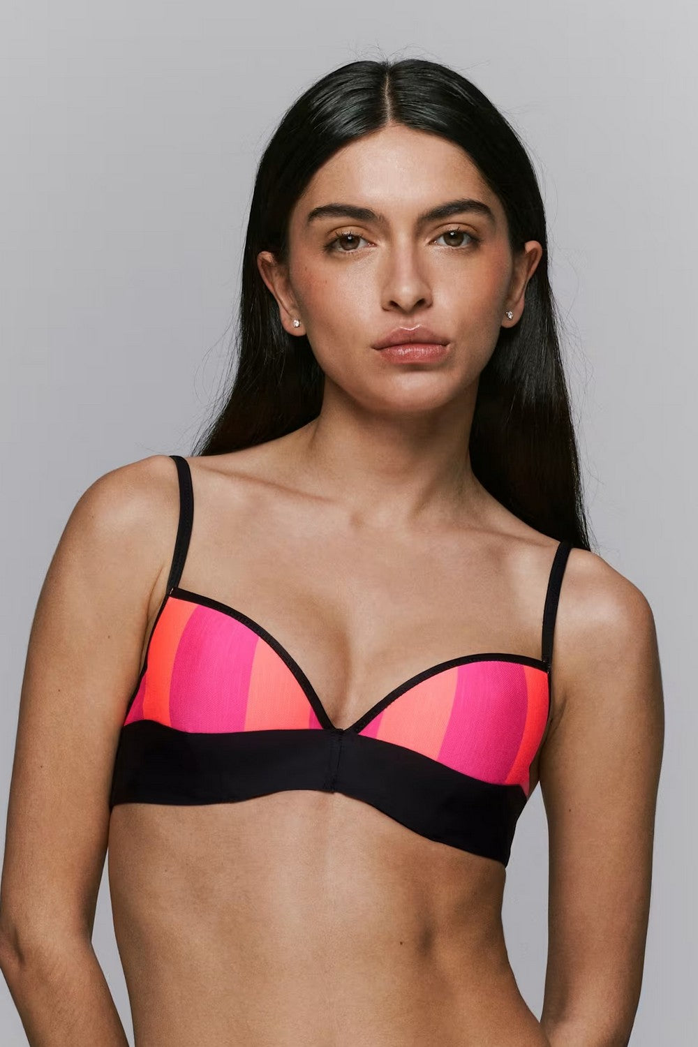 Купальный бюстгальтер с плотными чашками 3600323 Lin neon/fiesta