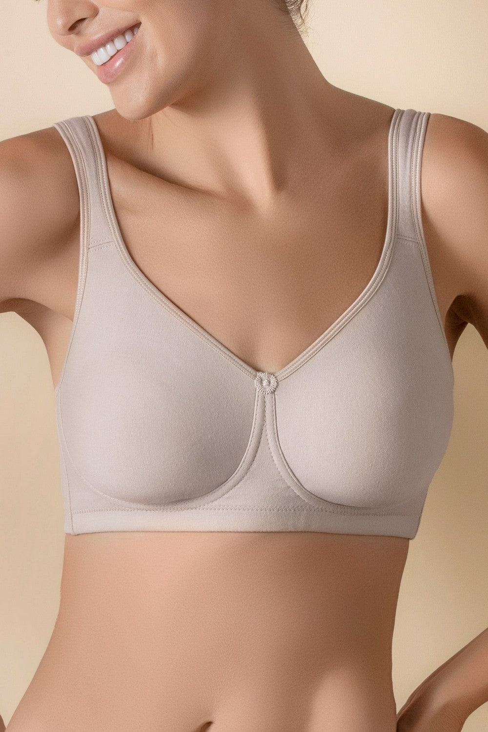 Бавовняний бюстгальтер без кісточок Hellen beige Selene