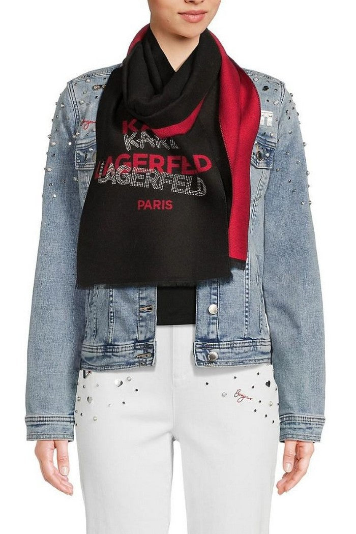 Шарф со стразами 637573669 black/red