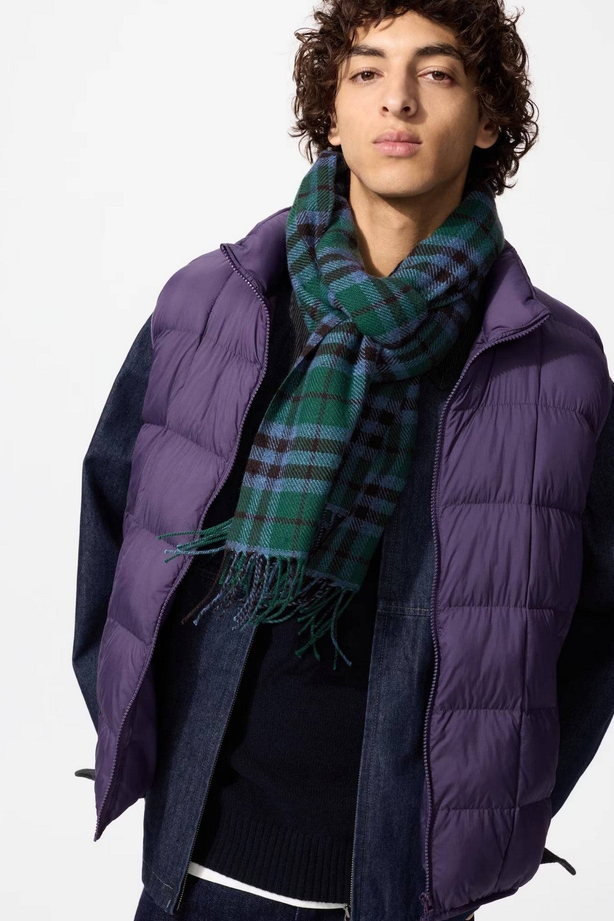 Термошарф в клітинку 500401335 green Uniqlo