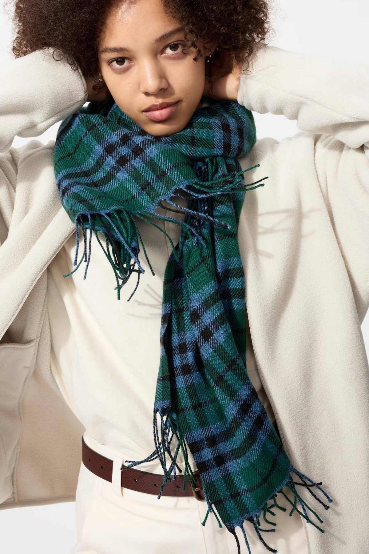 Термошарф в клітинку 500401335 green Uniqlo