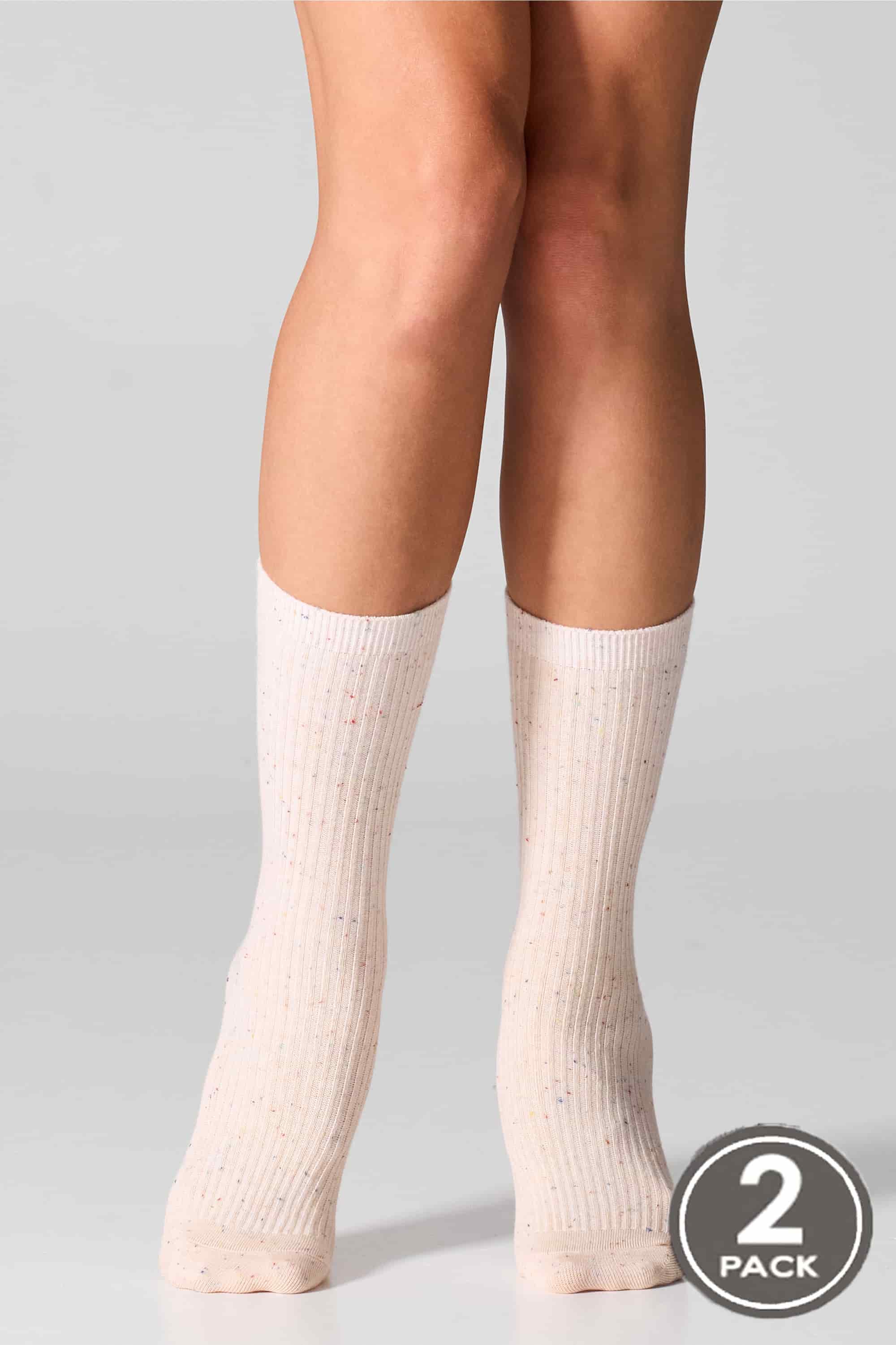 Высокие носки в рубчик G19 Cotton Rib Dots (2 пары) beige/peach