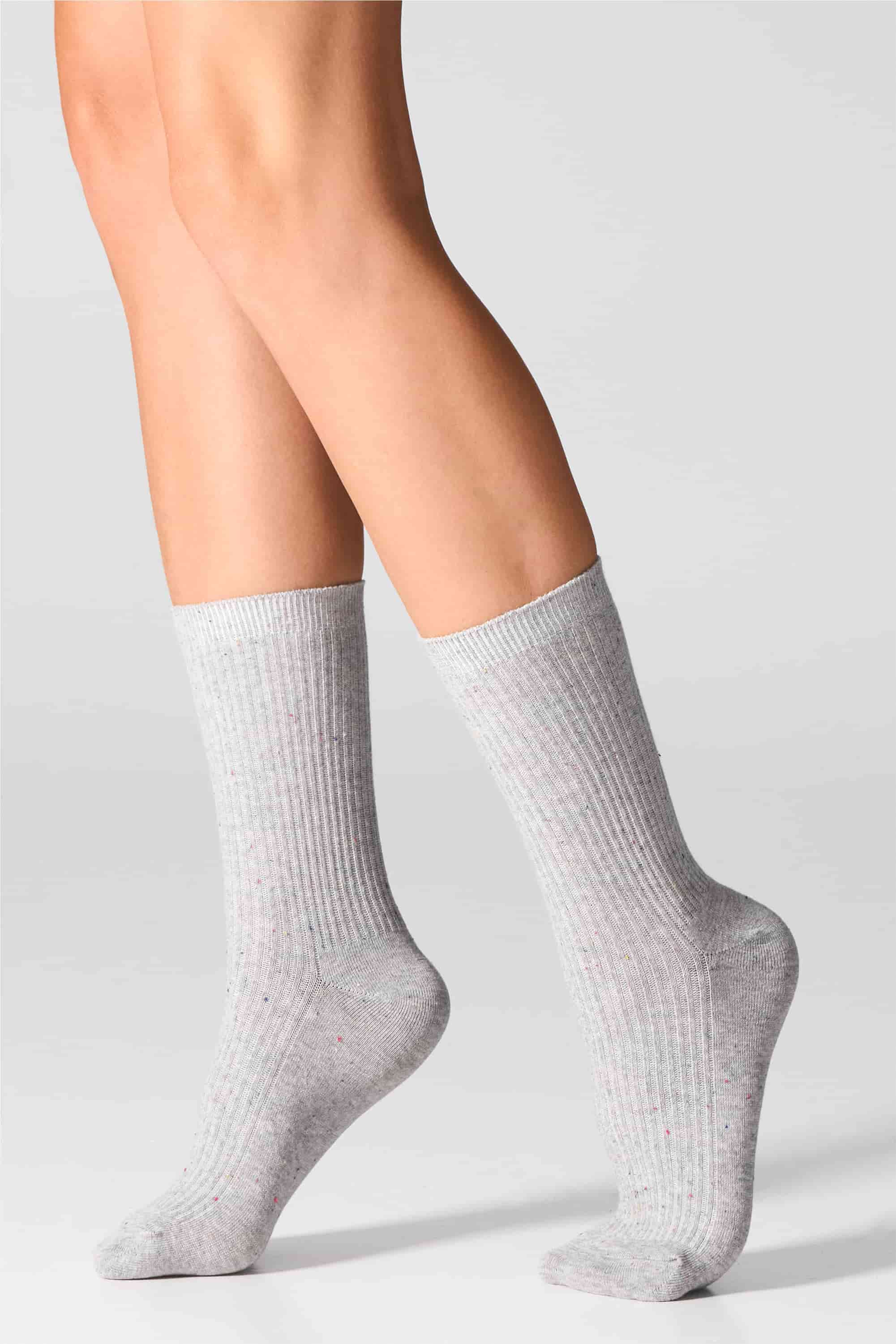 Высокие носки в рубчик G19 Cotton Rib Dots (2 пары) black/light grey