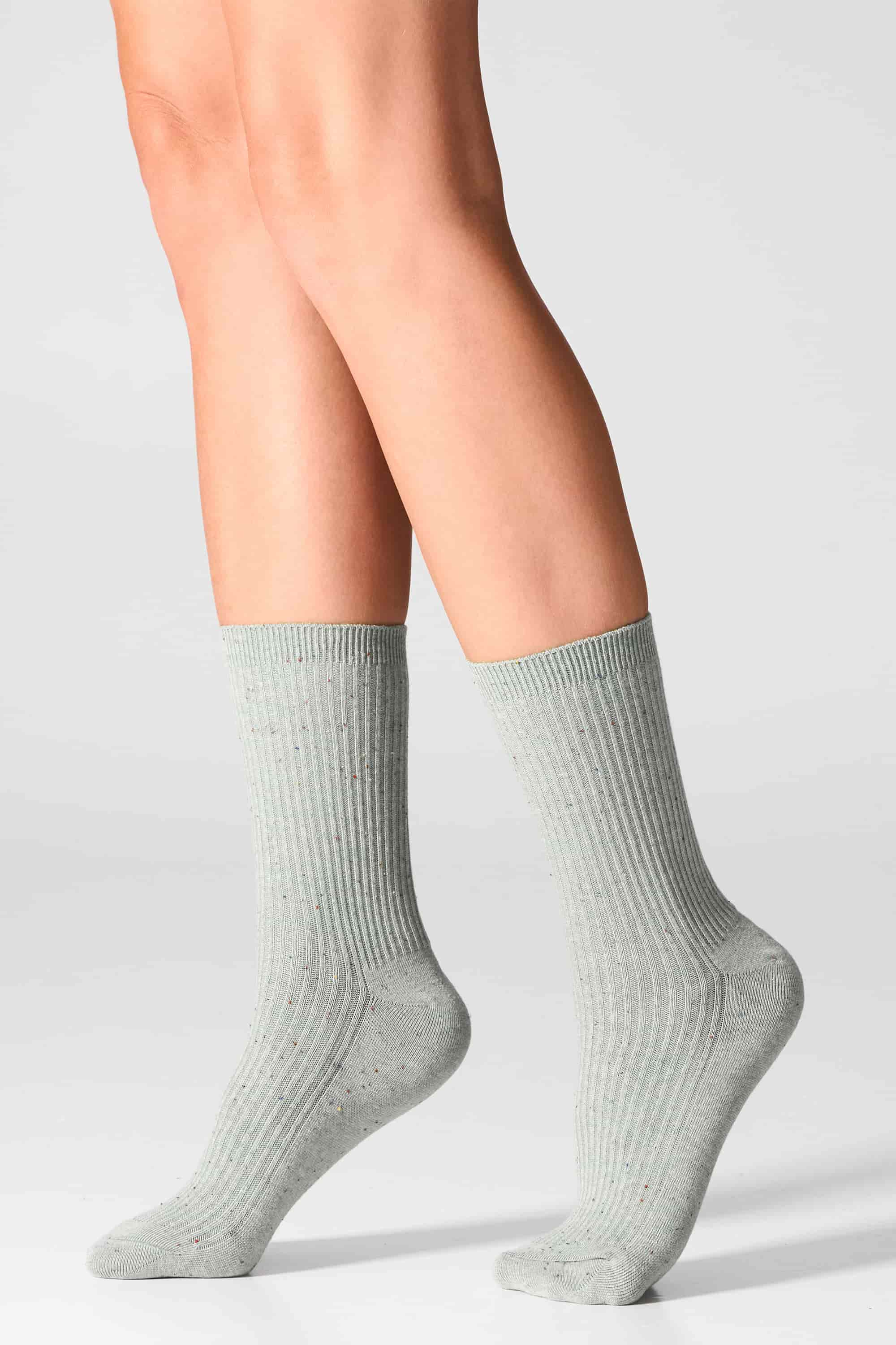 Высокие носки в рубчик G19 Cotton Rib Dots (2 пары) green/yellow