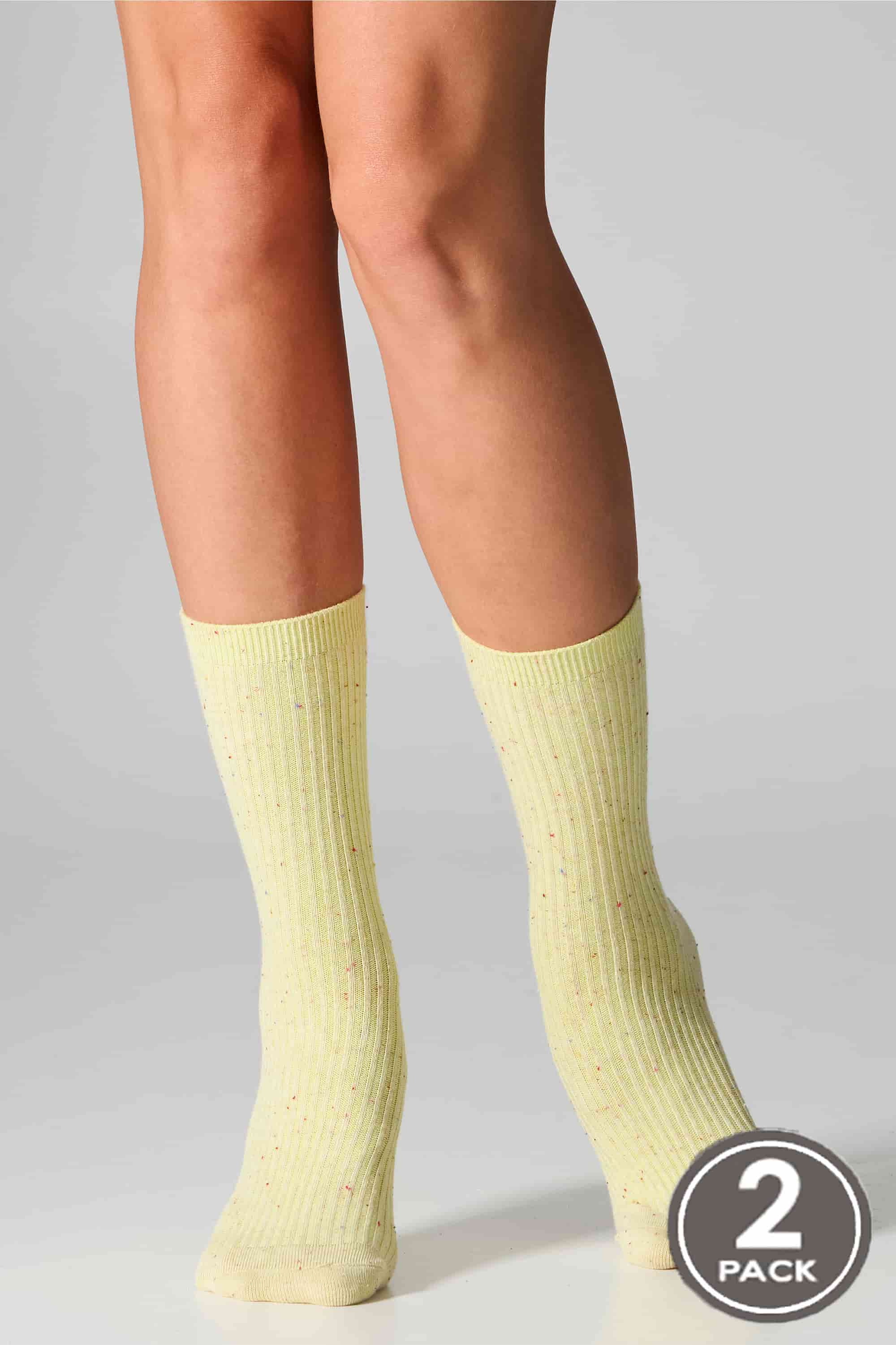 Высокие носки в рубчик G19 Cotton Rib Dots (2 пары) green/yellow