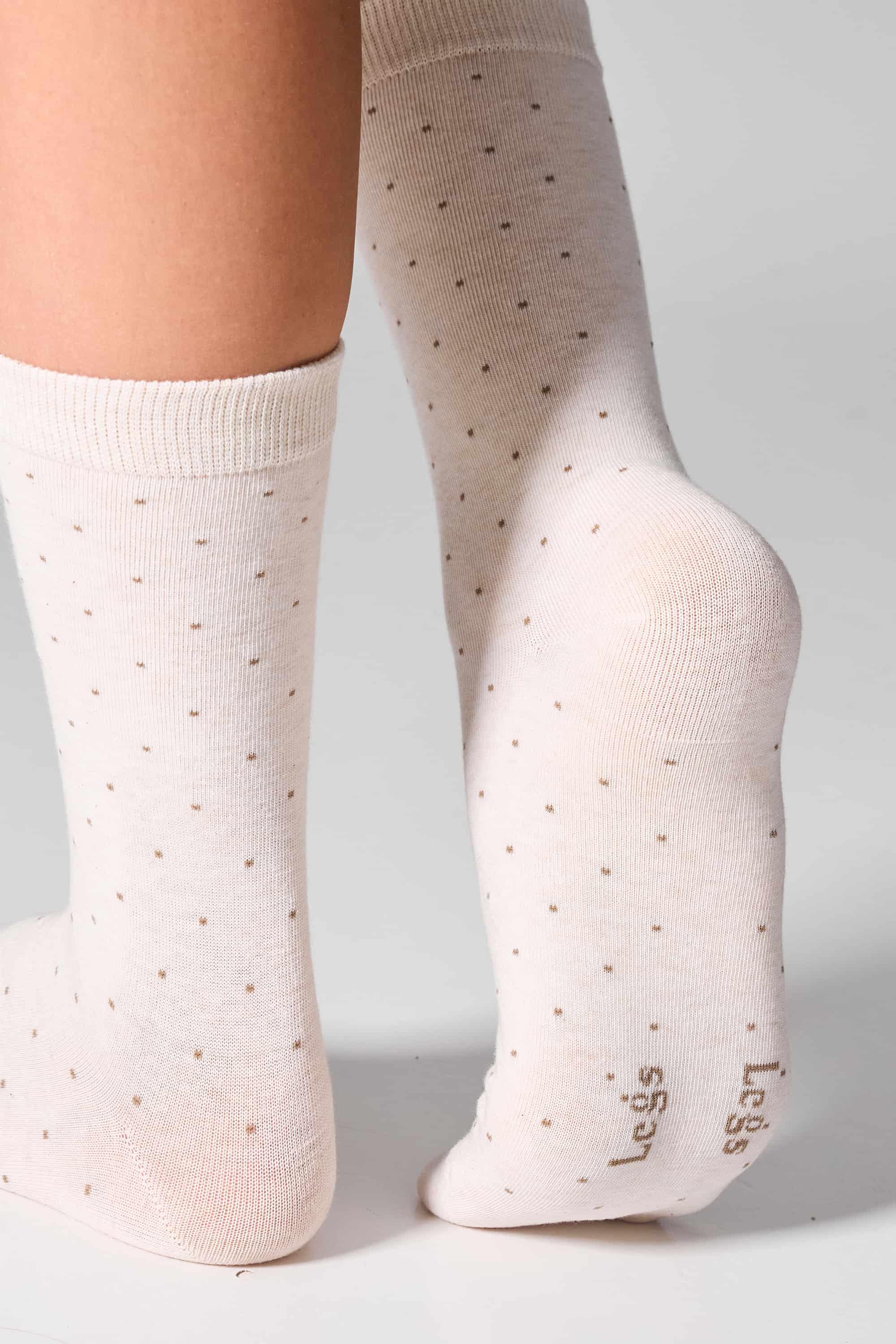 Хлопковые носки G20 Cotton Stripes Dots (2 пары) milk/beige