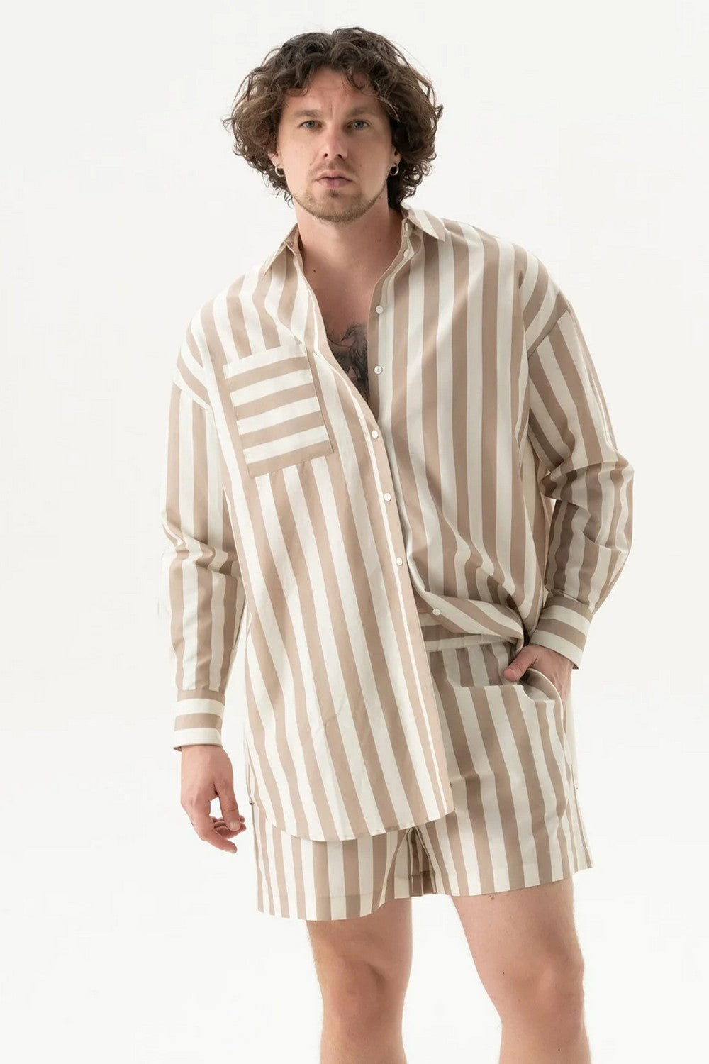 Хлопковые шорты 251204-05 Strapped Cotton oat milk